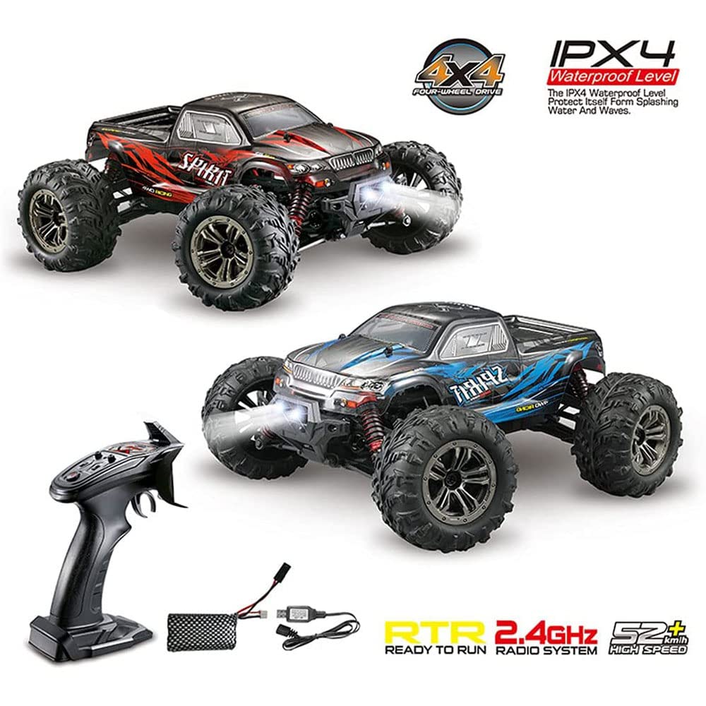 50 Km/H Szybki Rc Off-road Monster Truck, Terenowy Samochód Zdalnie Sterowany Z Napędem Na 4 Koła Z Niezależnym Zawieszeniem, Reflektorami Led I Wodoodpornością Ipx4