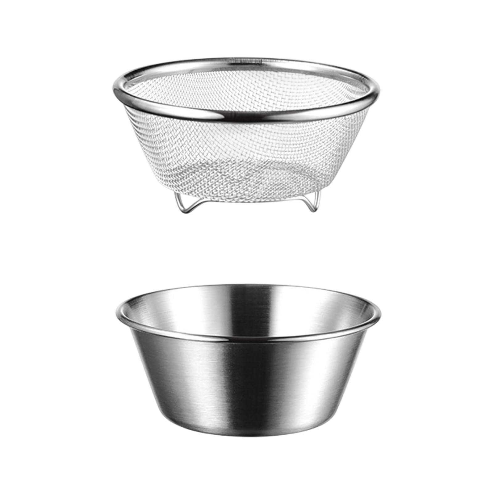 Tsophreniq Stainless Steel Kitchen Colander with Bowl Set Small Food Rice Strainer Fruit Washing Basket for Food Preparation Tool Stainless Steel Kitchen Colander with Bowl