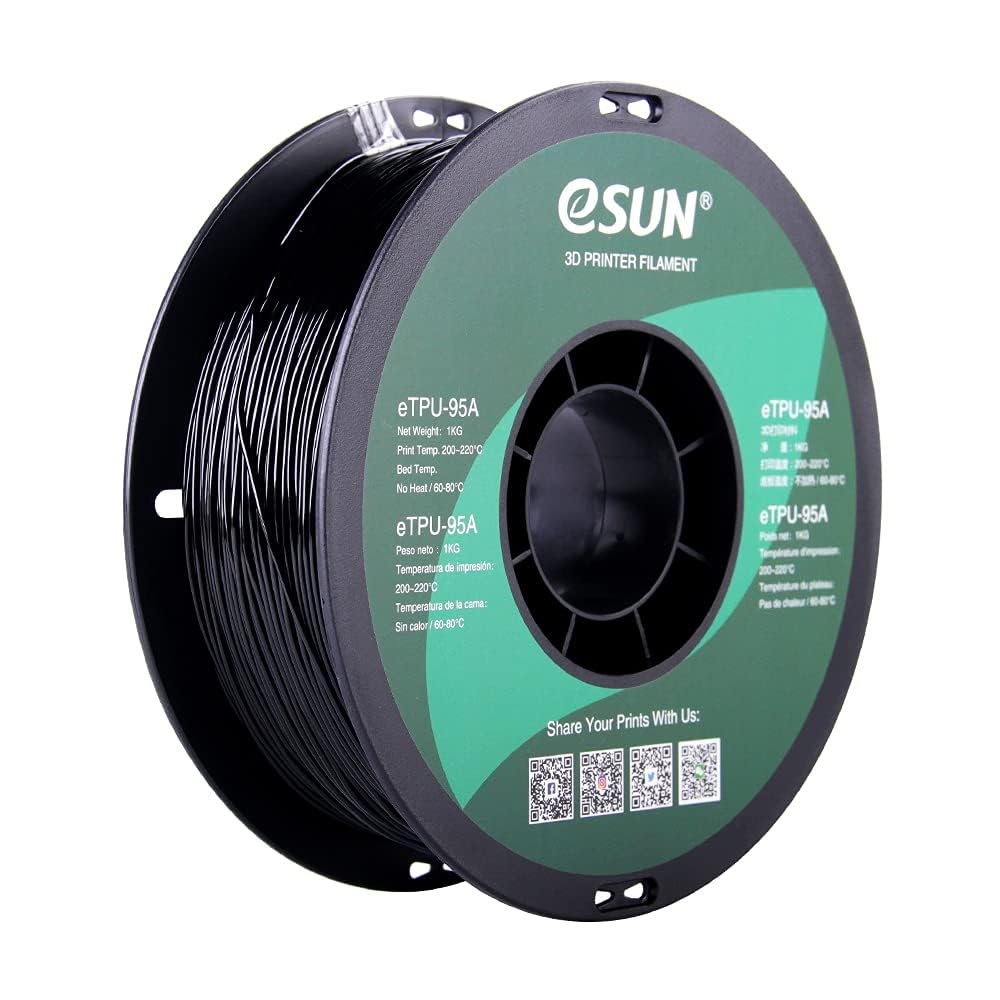 1.75mm TPU 95A Flexible 3D Printer Filament 1KG Spool (2.2lbs), Black-image-36