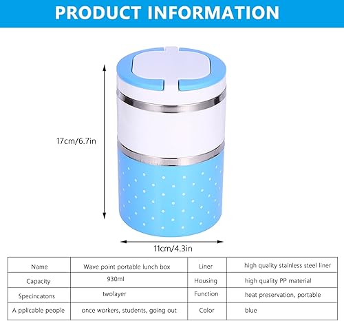 Miniatura 2 de Fiambrera térmica térmica de aislamiento de acero inoxidable de doble capa, fácil de llevar, silicona sellada, material de PP, preservación del calor