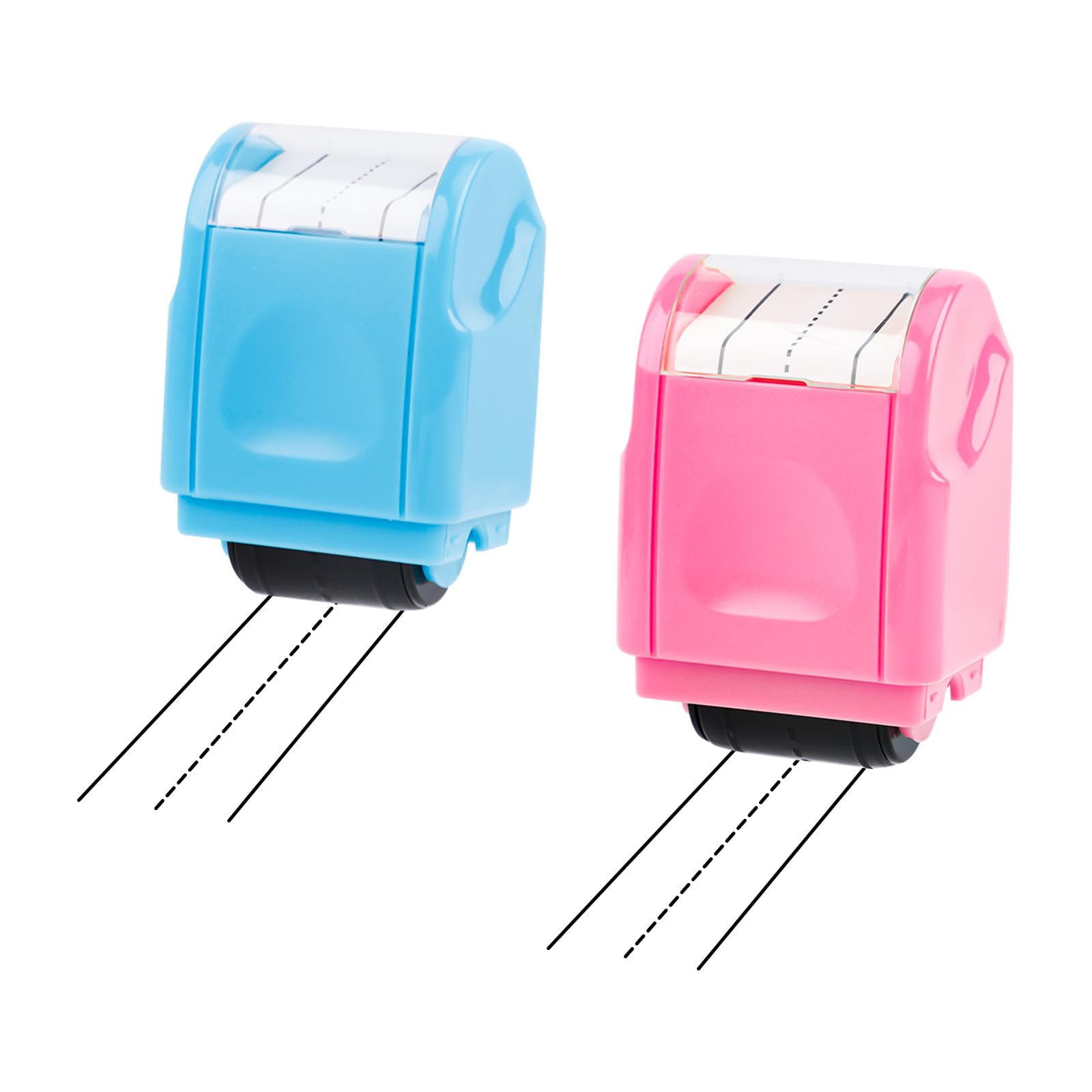 2pcs Dash Handwriting Lines Practice Stamp Roller, Self Inking Teacher Stamps for Kids Students Office Kindergarten Classroom Must-Haves (Pink, Light Blue)