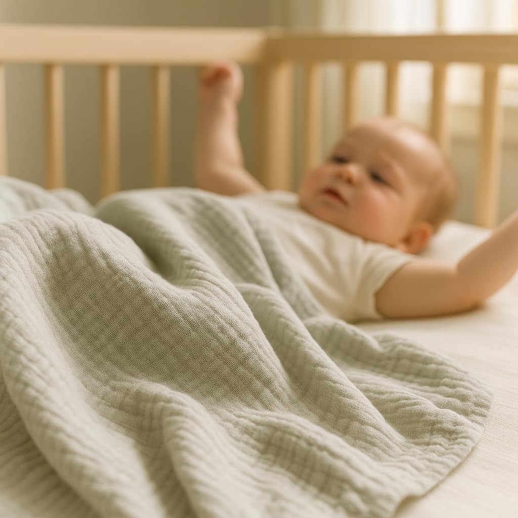 Mantas de muselina ultrasuaves para recién nacidos, 100 % algodón, paquete de 2, manta de muselina, manta de recepción de bebé de 47 x 47 pulgadas, perfecta para niños y niñas