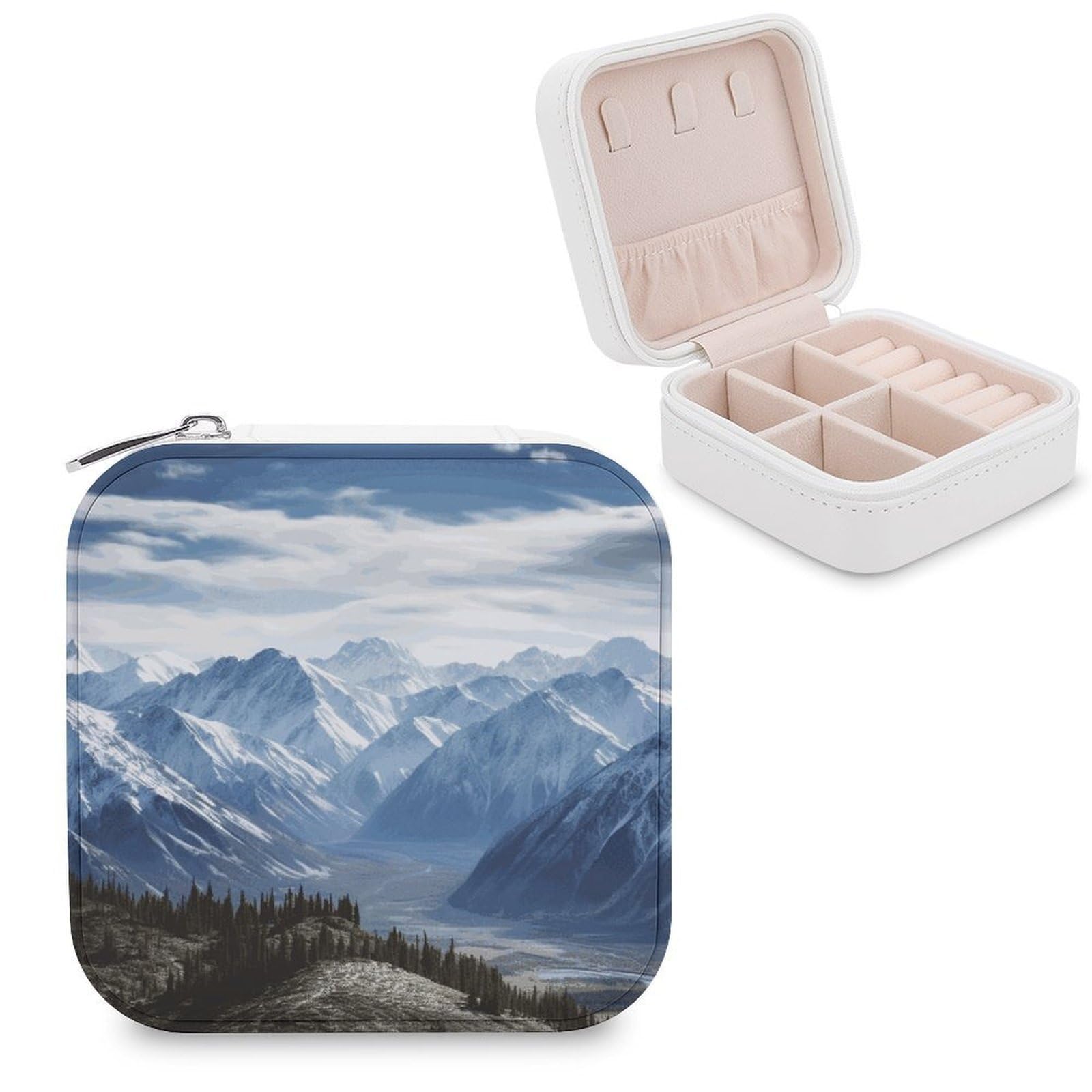VstaDank Mountain View Jewelry Box Beautiful Portable Ring Boxes Cute Large-Capacity Jewelry Case Jewelry Organizer for Mothers Gifts for Earrings Rings Hand Bracelet