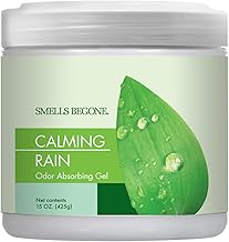 SMELLS BEGONE Air Freshener Odor Absorber Gel - Absorbs Odor from Bathrooms, Cars, Pet Areas, Boats & RVs - Made with Essential Oils - Calming Rain Scent