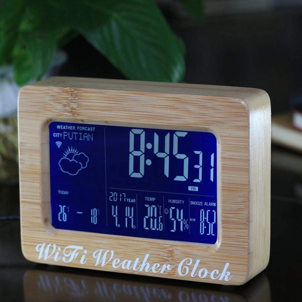 Sveglia ze stacjami meteorologicznymi, cyfrowym wyświetlaczem LCD, prognozami, sterowaniem głosem, niską emisją węgla, duża