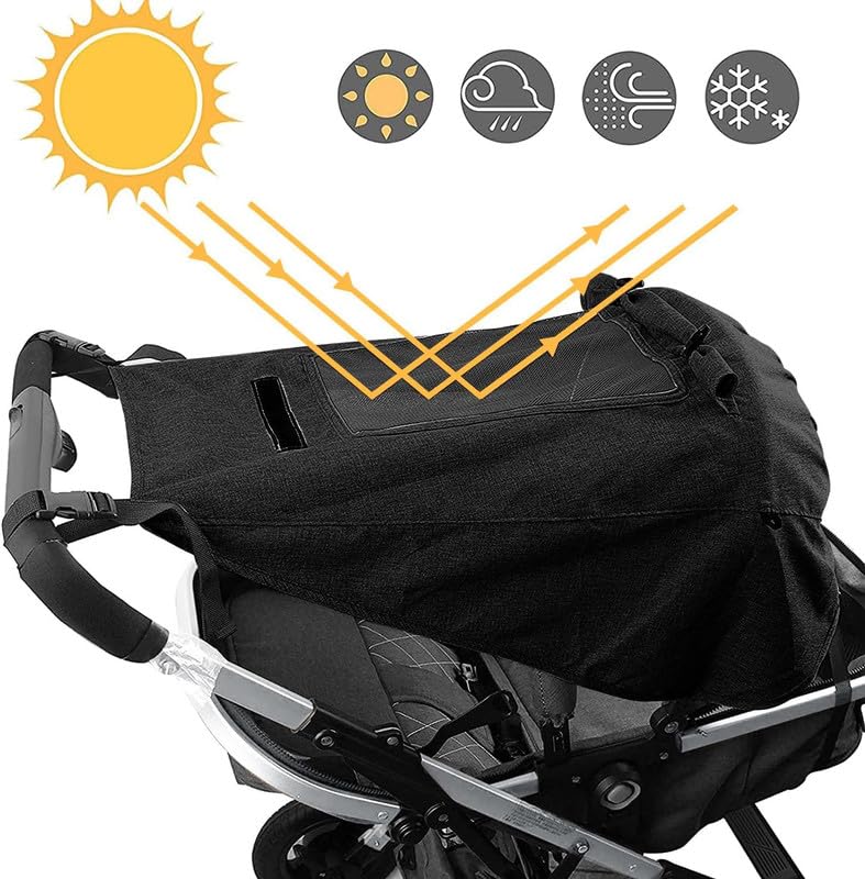 UPF 50+ UV Protection Stroller Sun Shade - Universal Cover With See Through, Waterproof and Breathable Extender, Baby Sun Protection Accessories - Image 2
