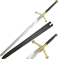 Vista 1 de Medieval Warrior Fantasy Claymore - Espada real con funda de cuero negro