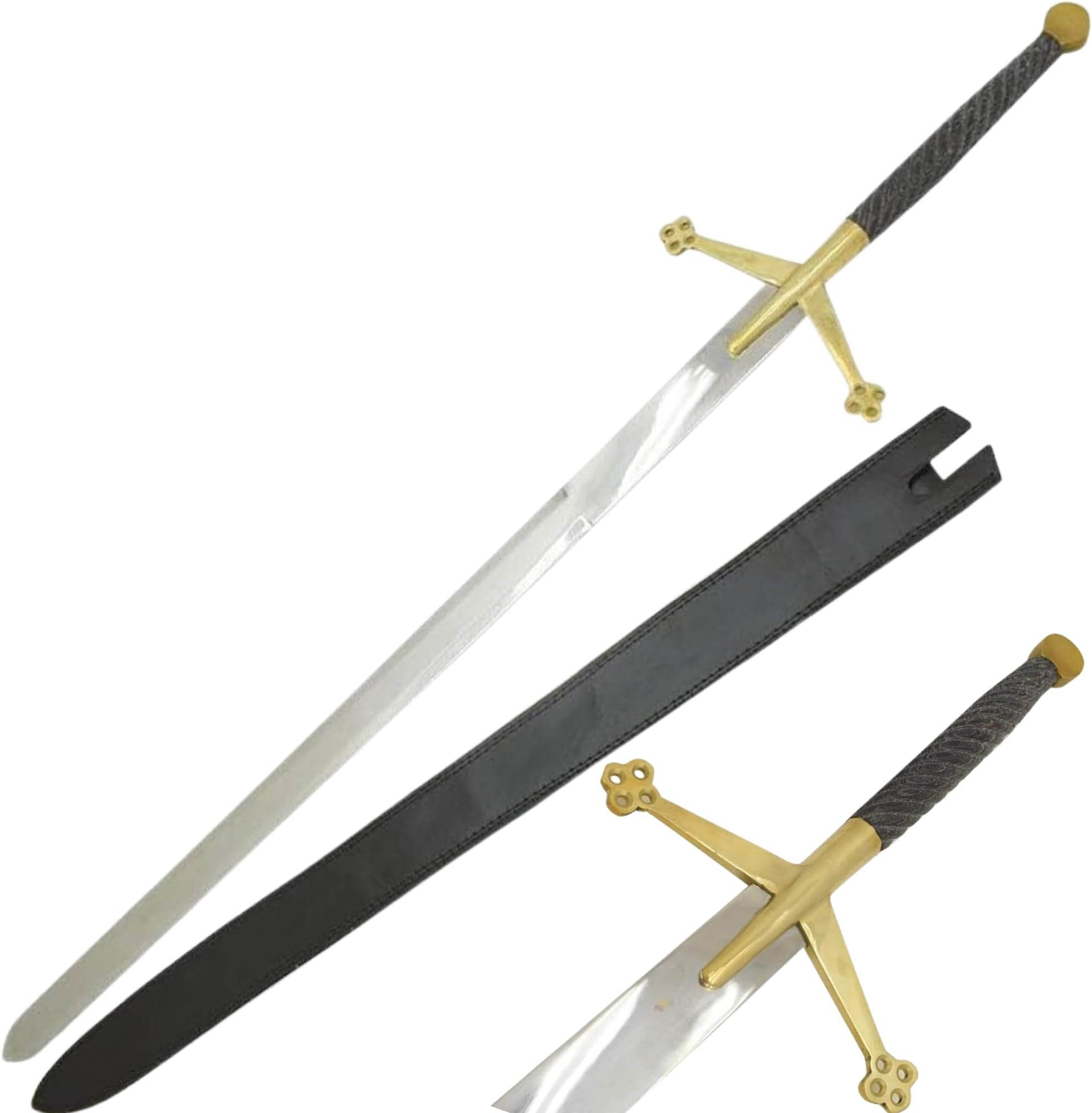 Medieval Warrior Fantasy Claymore Real Sword with Leather Sheath