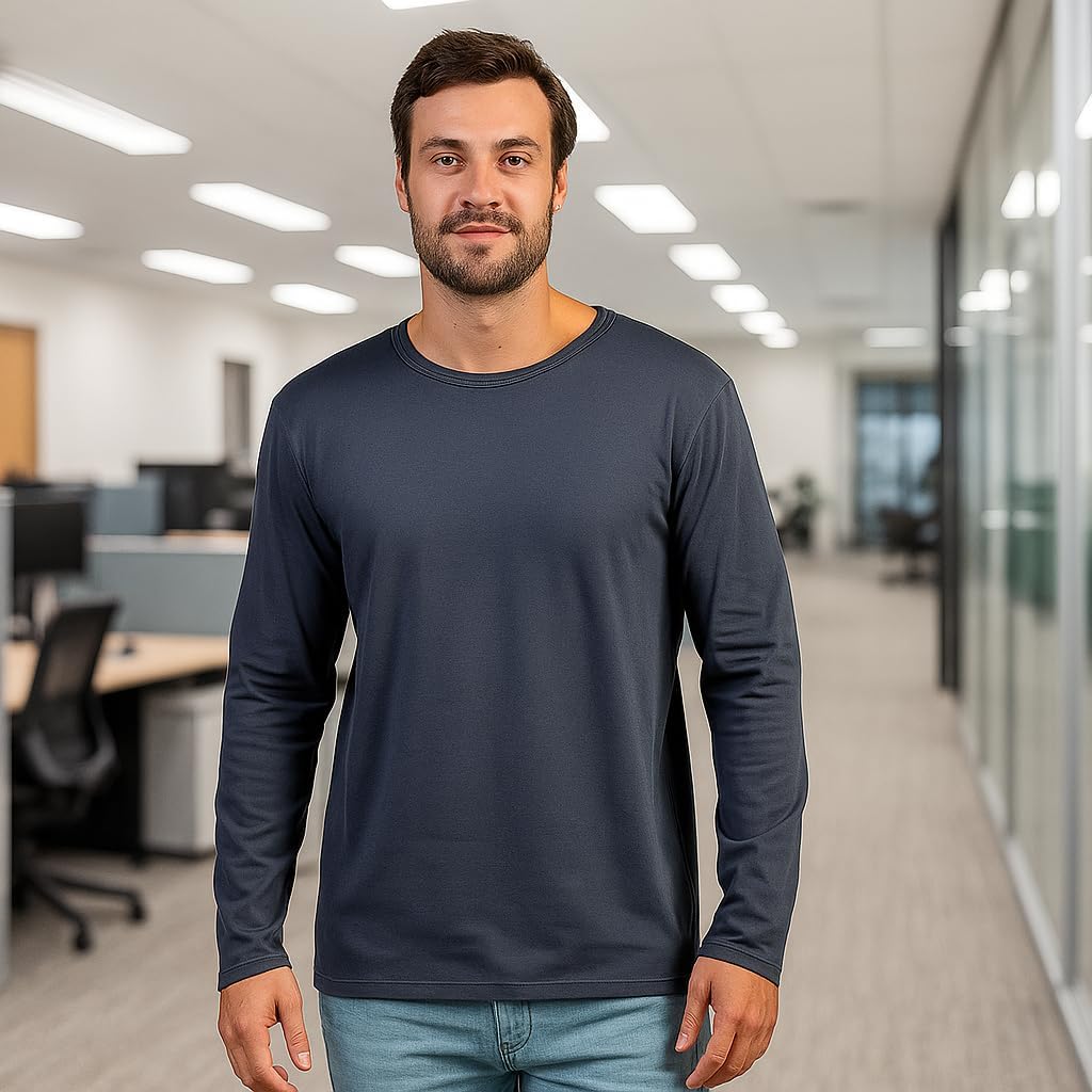 INGEAR Mens Long Sleeve Tee Shirts Cotton - Casual Crewneck Soft - Lightweight Jersey Fabric - Comfortable Style - Base Layer - Image 6