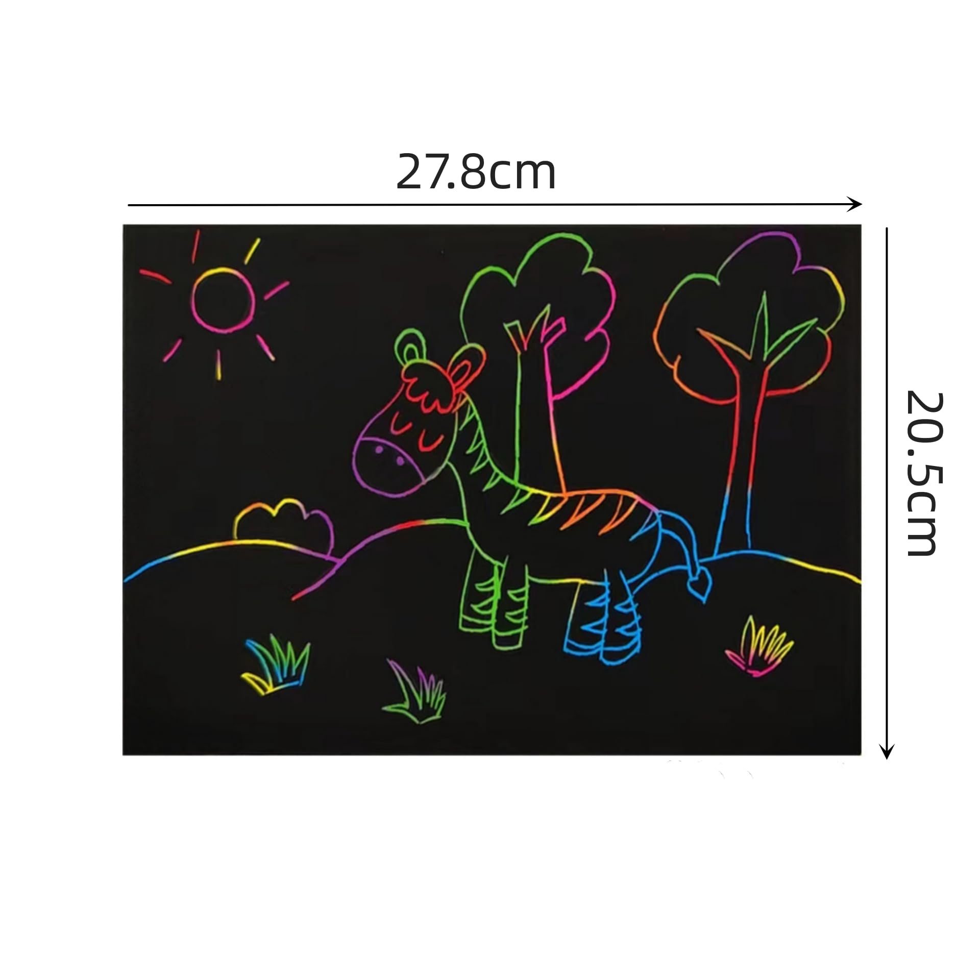 50 Pezzi Scratch Art Set, Fogli Arcobaleno da Grattare con 5 Stilo in Legno, Blocco da Disegno Rainbow Scratch Paper