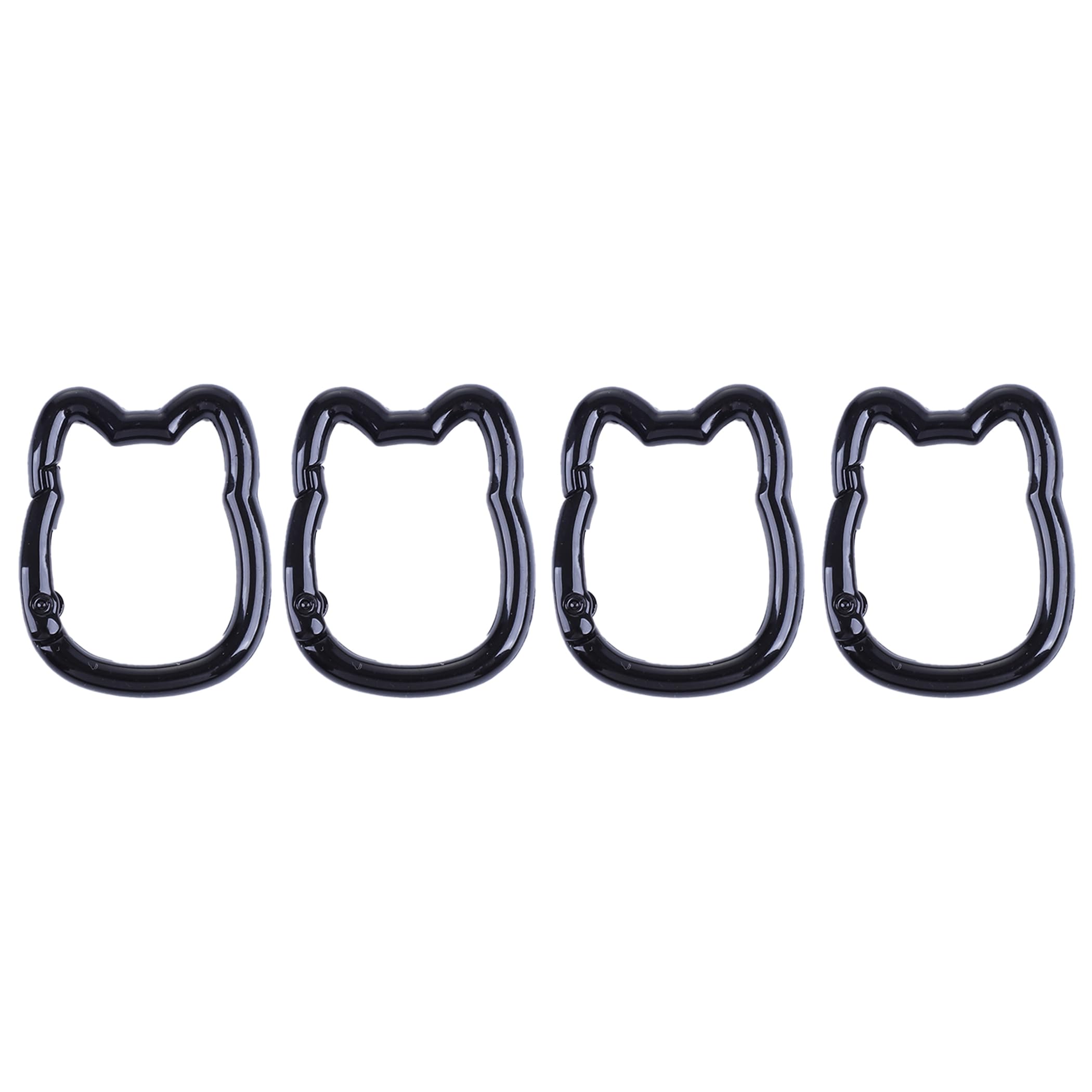 Vagocom 4Pcs Cute Cat Keychain Carabiner Clip,1.38inches/3.5cm Zinc Alloy Small Spring Key Chain Hooks for Key Ring,Key Holder(Black)