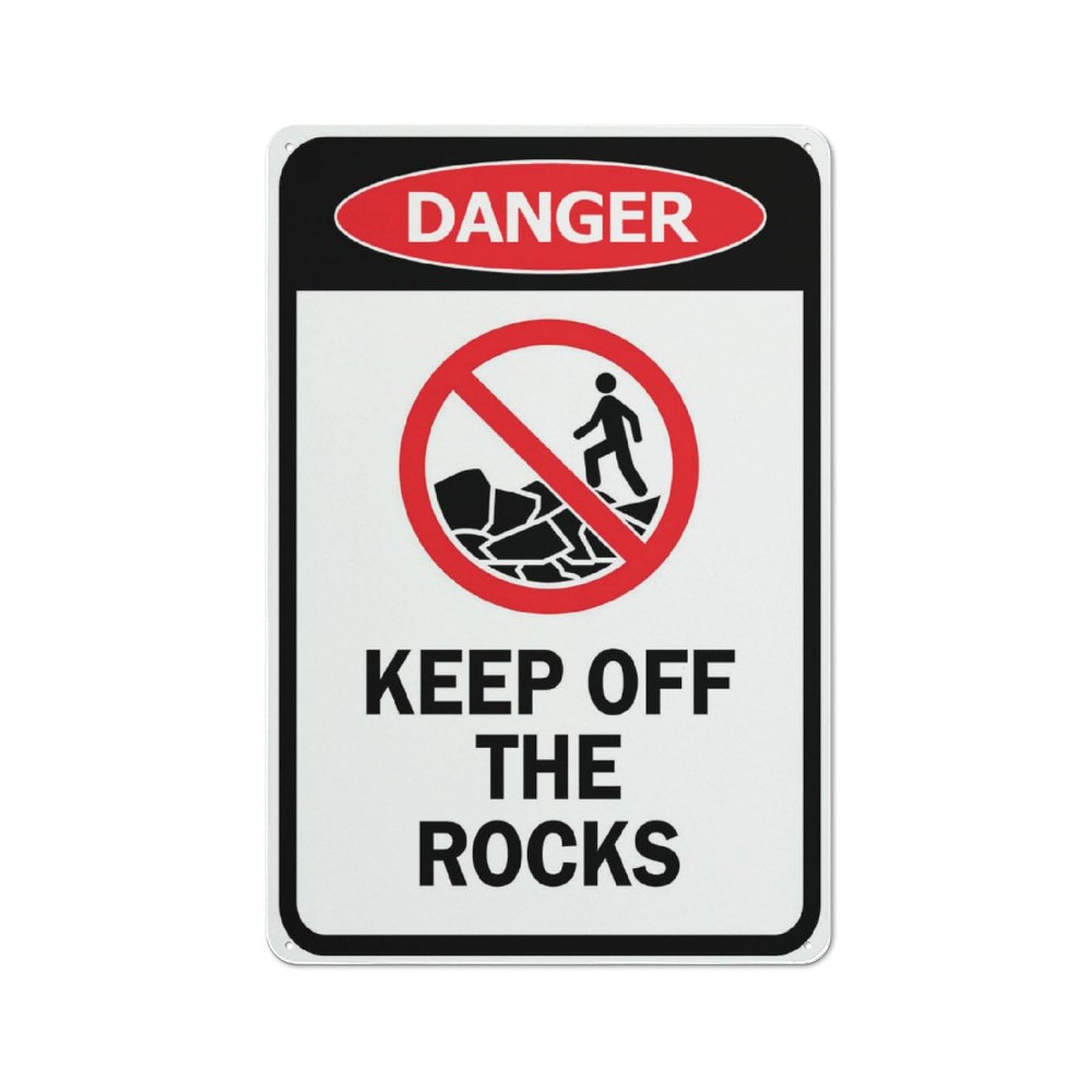 Danger Keep Off The Rocks Sign Outdoor Signs Aluminum 12X8 Inch Uv Ink Printed For House And Business