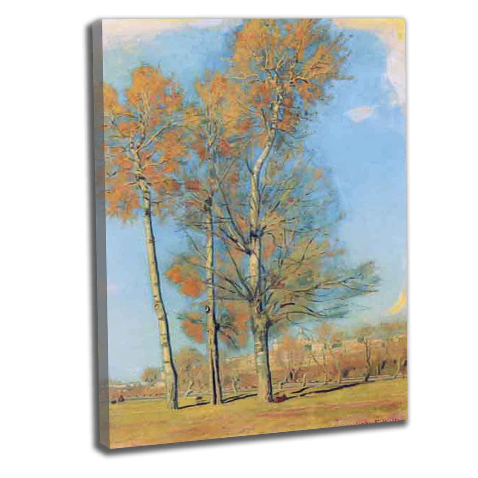 Ferdinand Hodler Canvas Wall Art Bathroom Artwork Print For Living Room Bedroom Kitchen Office Framed Wall Decor Ready To Hang《Tree on the Lake》(framed,（30x42cm） 12x17inch)