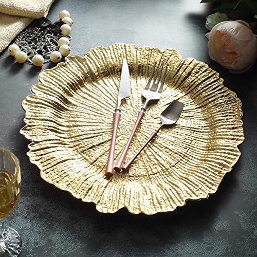 Tiger Chef Gold Charger Plates - Square Wooden Texture Set Of 12, Wedding & Dinner Decor Placemats