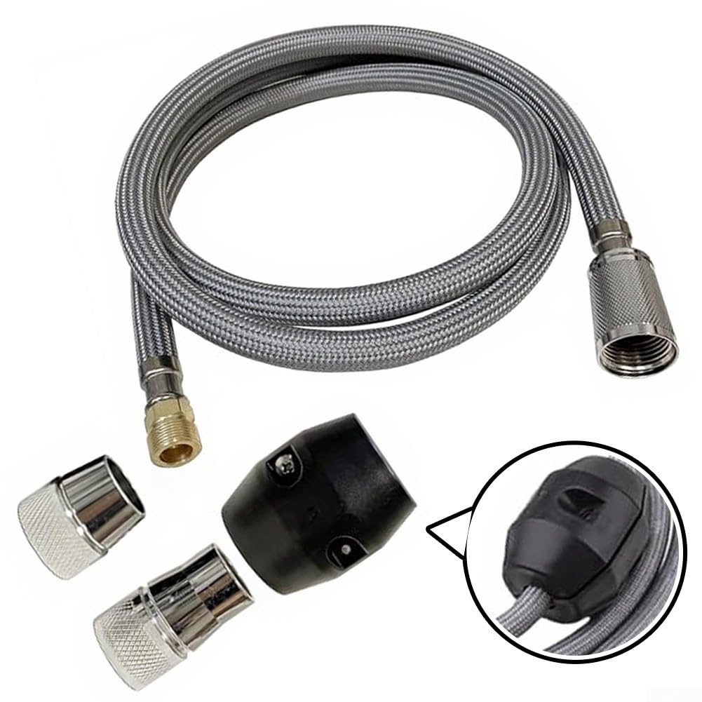 Tuyau de Remplacement pour Robinet extractible, Flexible de douchette pour évier de Cuisine, 150 cm (59 Pouces) en Nylon tressé avec raccord en Laiton, Tube d'alimentation en Eau é
