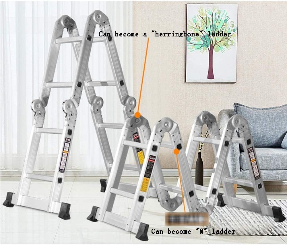 Telescoping Extension Ladder, Multi Purpose Folding Ladder Scaffold Ladders Aluminum Alloy Engineering Ladder Lifting Stairs Herringbone Ladder/Horse Stool Portable Thickening