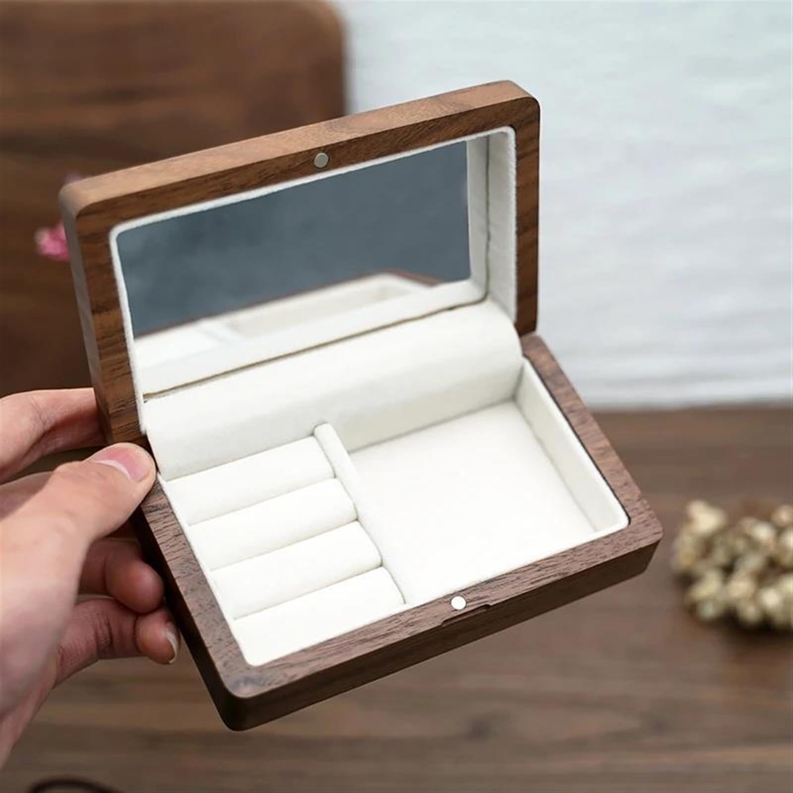 Ideias De Presentes Caja Organizadora Joyería Para Hombre Mujer Estuche Almacenamiento Joyería Contenedor Pequeño Madera Soporte Para Collar Pendientes Pulsera Caja Regalo Navidad ( Size : Black )
