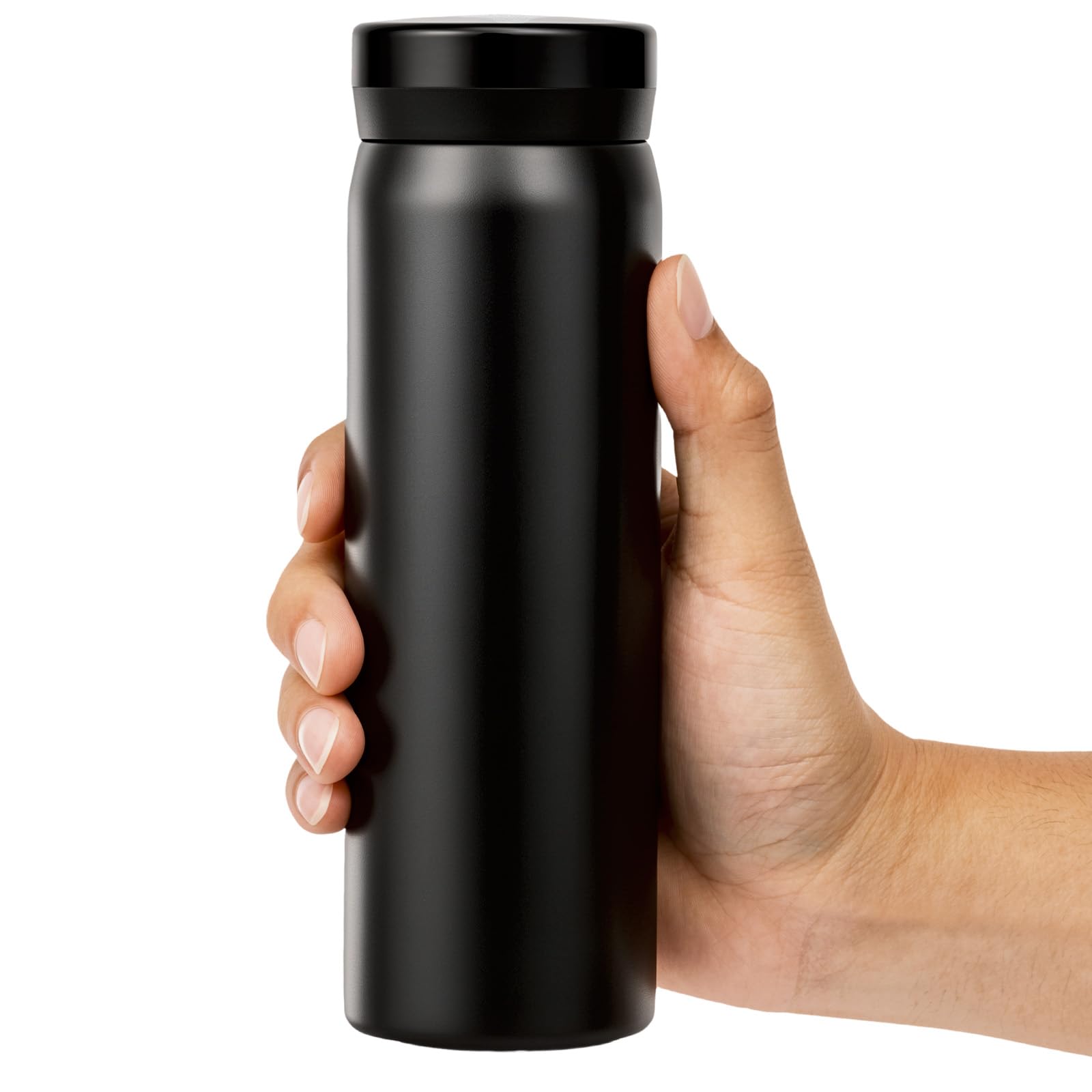 Small Water Bottle for Handbag, Leakproof Insulated Small Coffee Flask, 304 Stainless Steel Portable Pocket Travel Mug for Office Gym & Outdoors (Black-300ml)