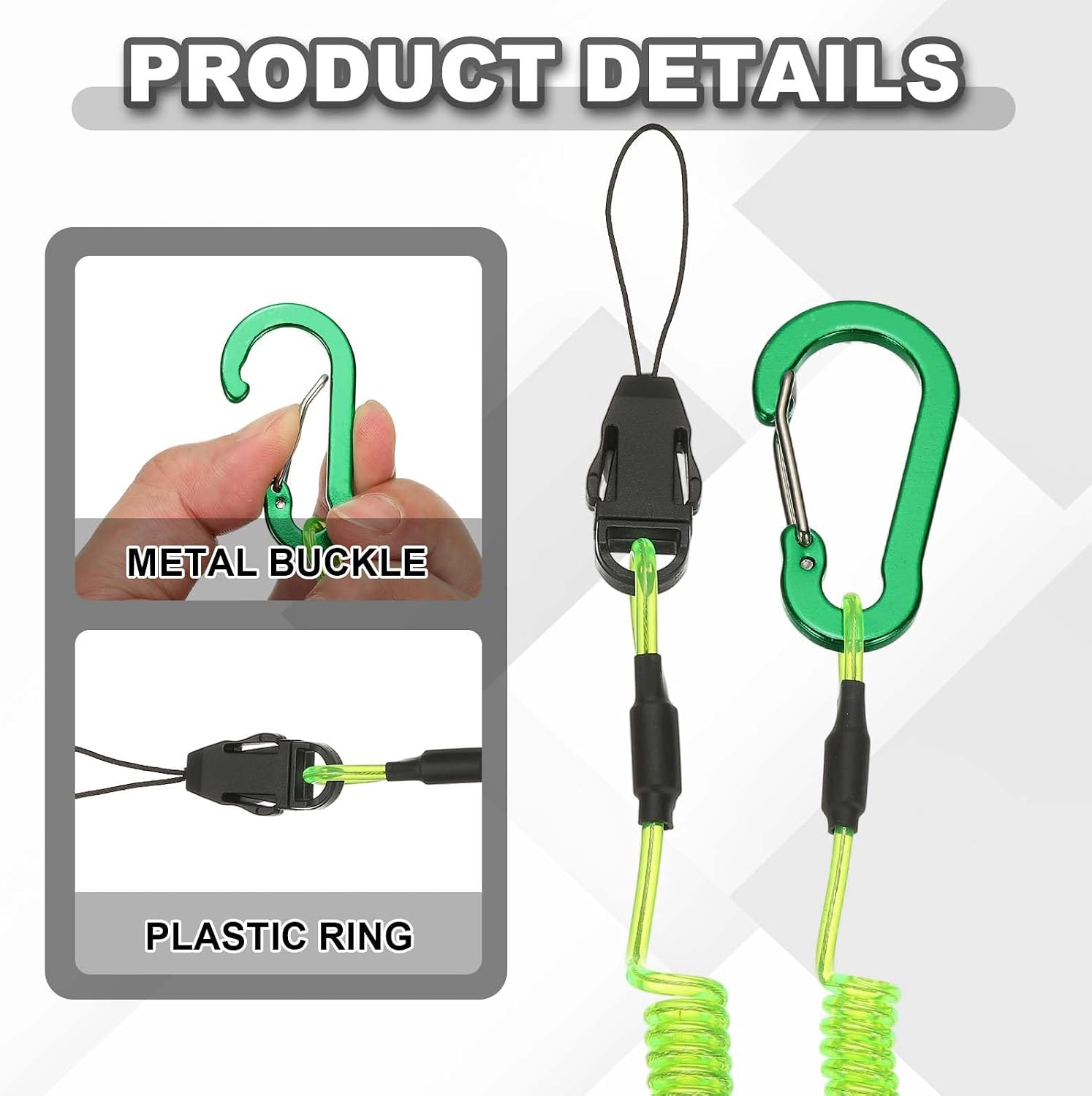 PATIKIL Coiled Lanyards with Buckle Retractable Safety Ring and Quick Release Detachable Buckle for Fishing Equipment image 3