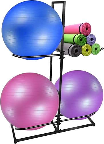 Soporte para pelotas de ejercicio, estante de pelota de estabilidad, pelotas de ejercicio y balón de equilibrio, adecuado para pelota de yoga,