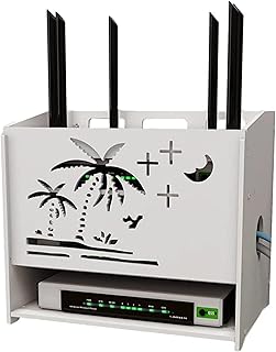 壁に取り付けられたWiFiルータースタンド4層セットトップボックスは、フローティング壁に取り付けられた棚をサポートします家庭およびオフィスWiFiルーター調整可能なケーブル