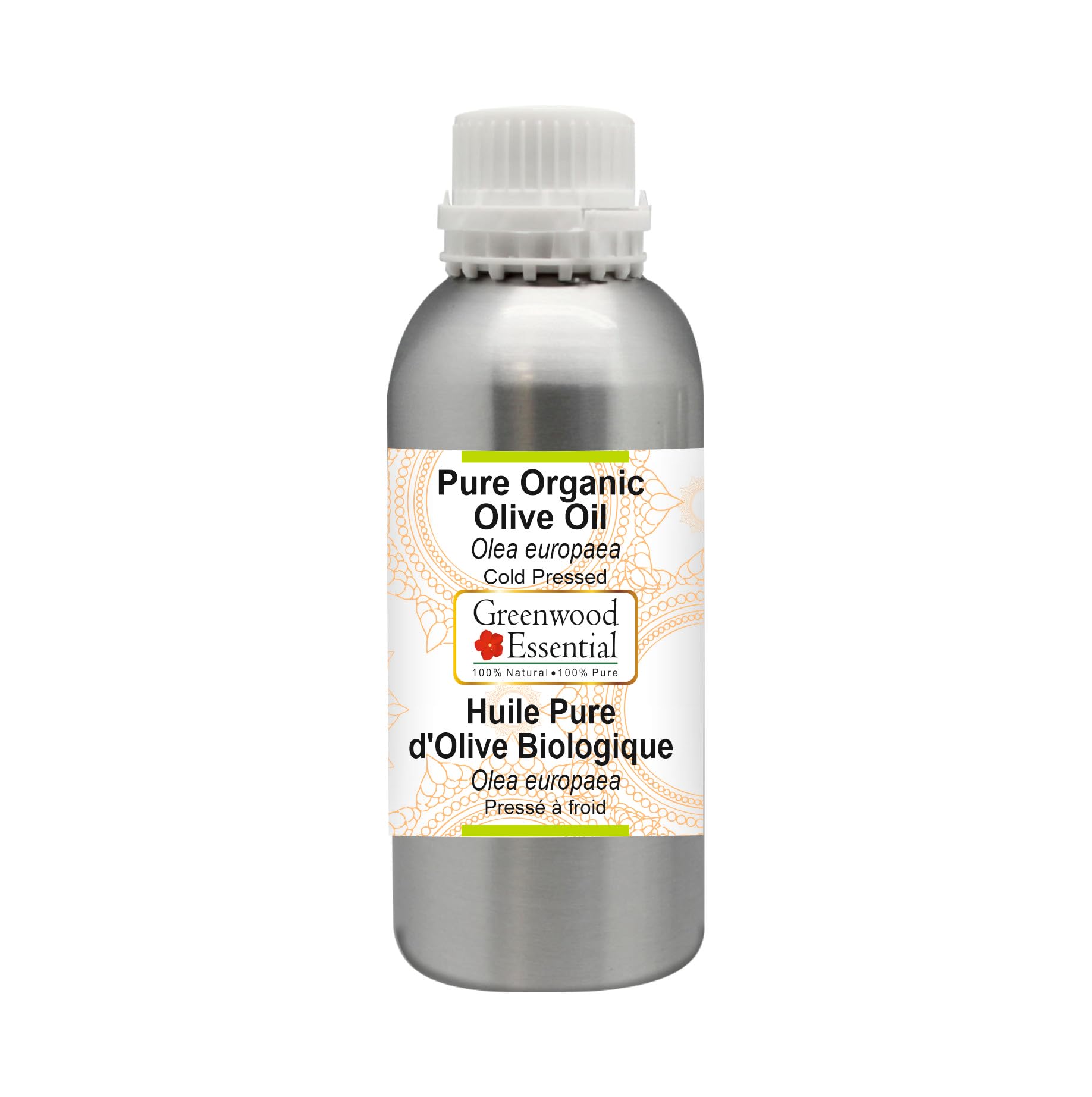 Greenwood Essential Olio d'oliva puro (Olea europaea) 100% naturale di grado terapeutico spremuto a freddo per la cura della persona 1250 ml