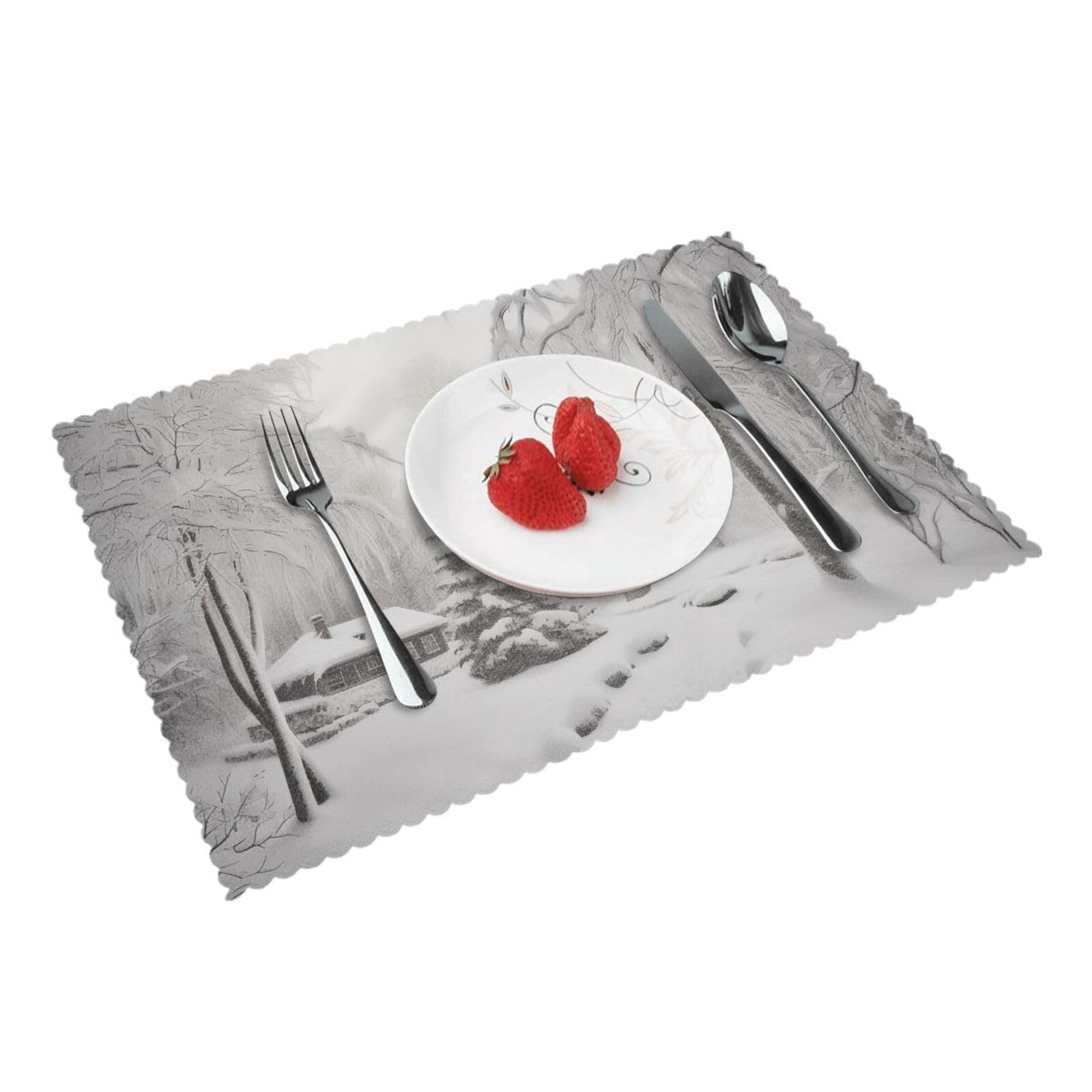 Bnvsadc Winter On Snowy 4 Pcs Heat Resistant Placemat 45X30 Cm, Printed Non-Slip Place Mats For Kitchen Dining Table Indoor Outdoor