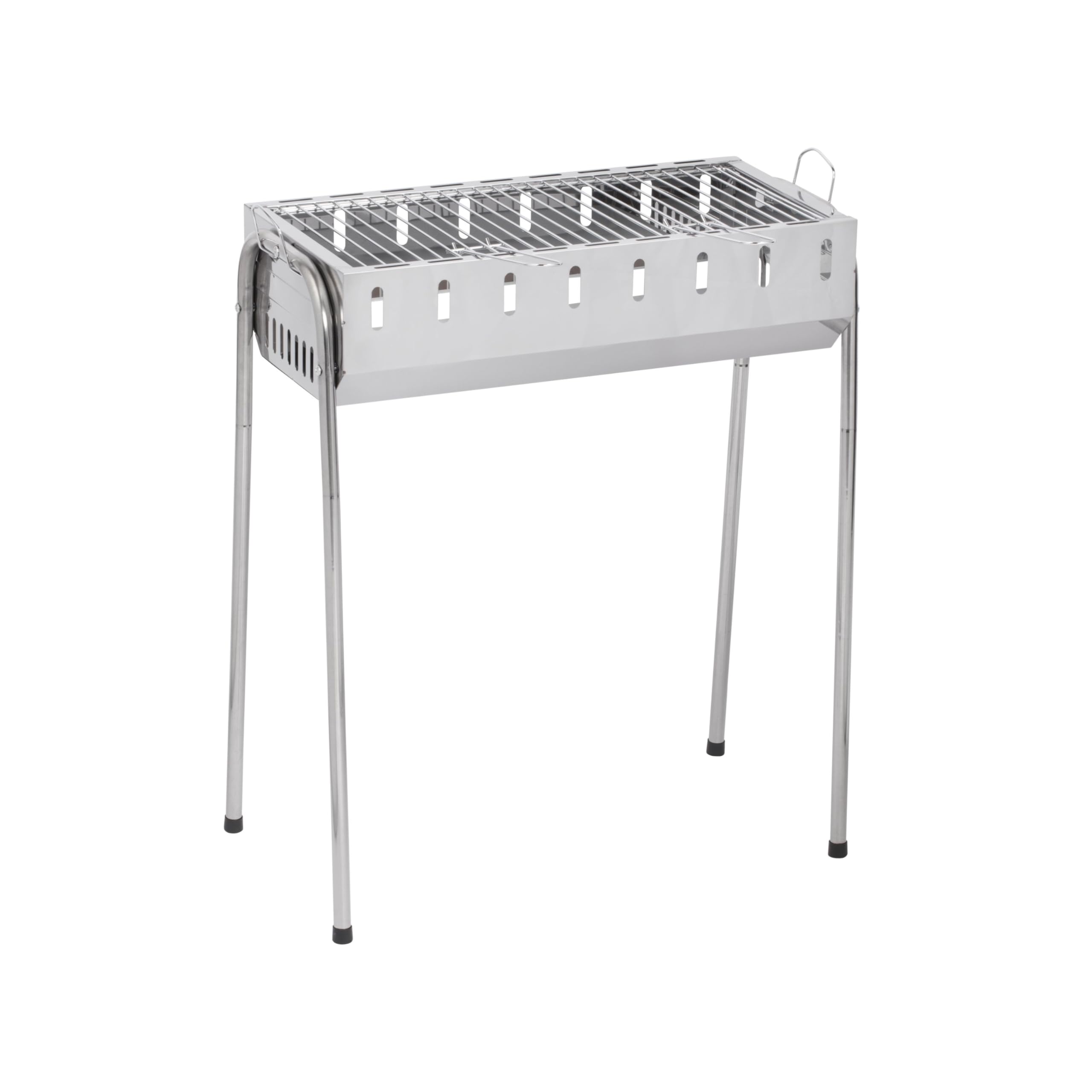 SG 300 - Schaschlik Grill Edelstahl Mangal Holzkohlegrill | kompakt mit abnehmbaren Beinen, inkl. 8 Spieße, 56x26 cm Grillfläche, mobil für Garten, Balkon & Camping