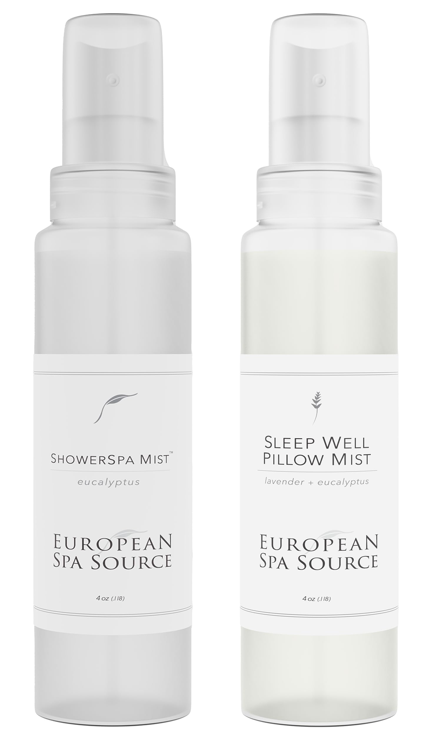 European Spa SourceEucalyptus ShowerSpa Mist & Lavender + Eucalyptus Pillow Mist Spray Bundle for Aromatherapy, at Home Spa Experience, Sinus Congestion Relief, and Tension Relief, 4 fl oz. (Each)