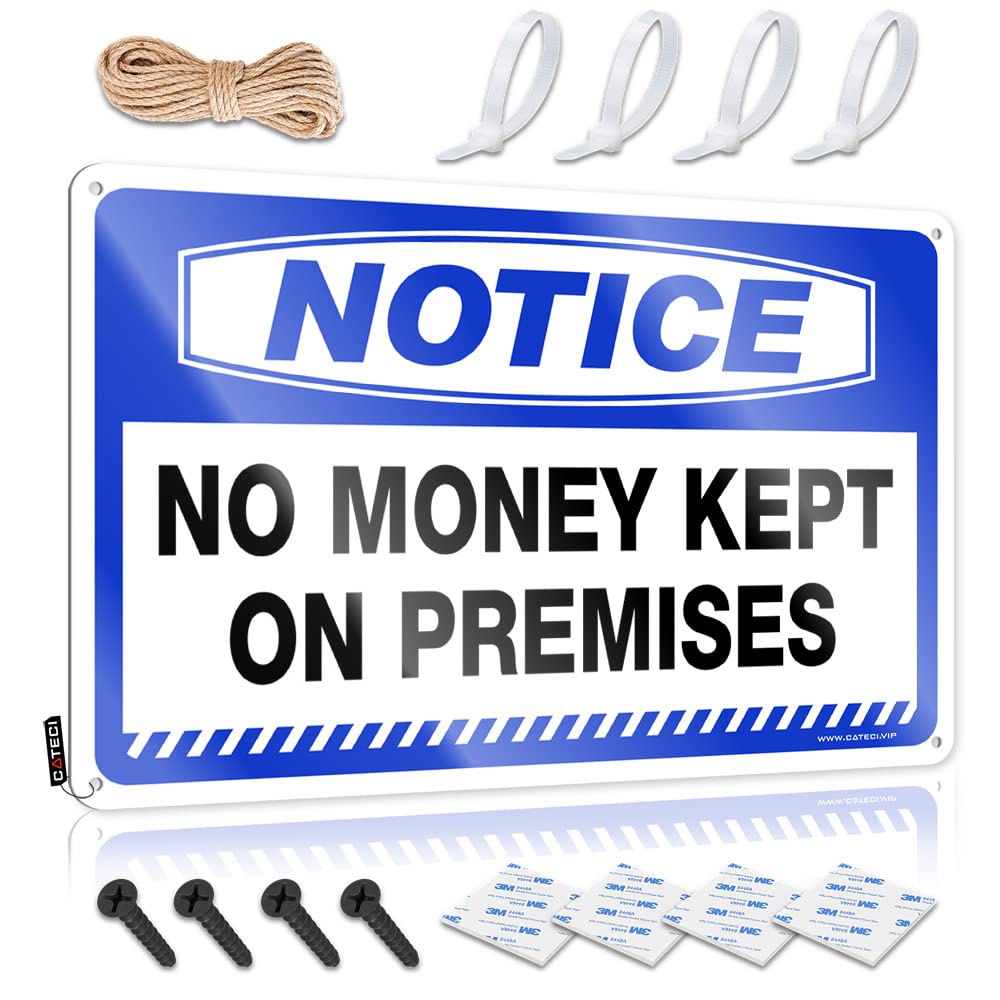 Pravoxi Men's One Color Metal Tin Signs Funny Notice No Money Kept On Premises Tin Sign Funny Sarcastic Metal Tin Sign Bathroom Small Sign