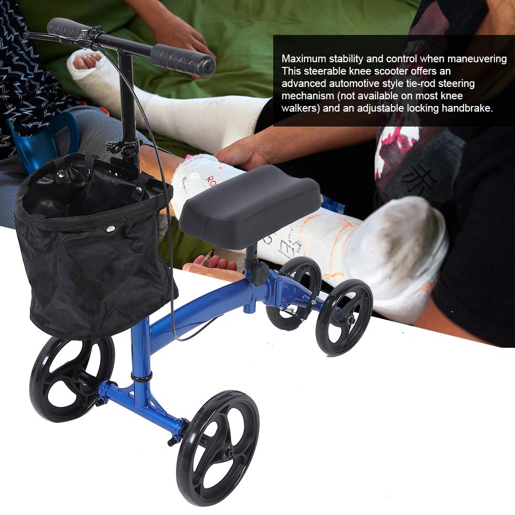 Rollator na kolana z hamulcami, sterowany alternatywa, medyczny skuter do kolan, sterowany wózek na kolana dla seniorów, osób niepełnosprawnych, wysoka wydajność pleców, alternatywa dla urazów stóp z systemem hamowania koszykowego