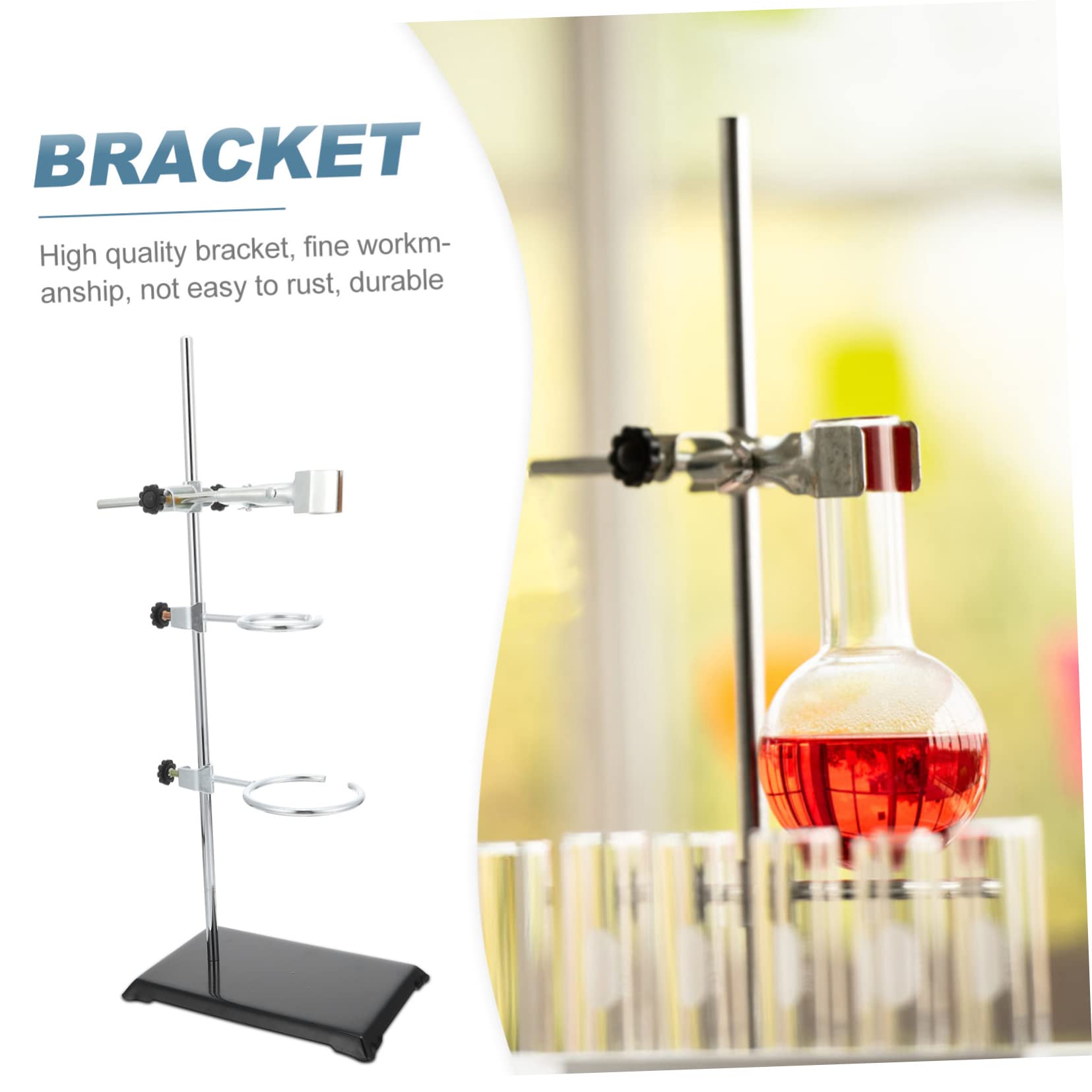 ULTECHNOVO Support de Laboratoire en Fer, Tige de Support Détachable, Base Stable Argentée pour Expériences de Chimie Physique