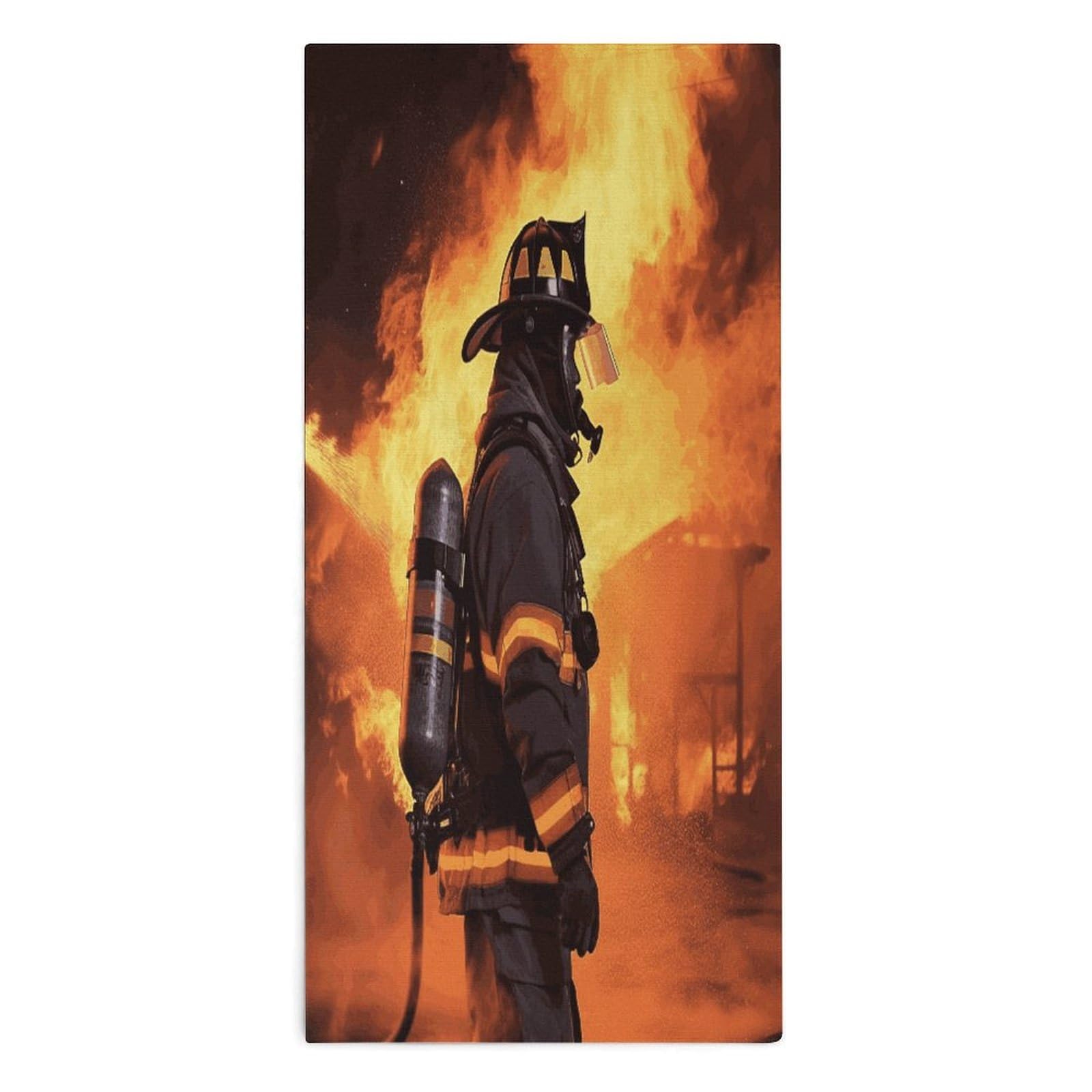 Fodpand Style Firefighter Fireman Flame Microfiber Towels, Decorative Bath Towel Soft & Lightweight, Hand Towels Multipurpose Use For Bathroom, Pool, Gym, Spa, And Hotel Use