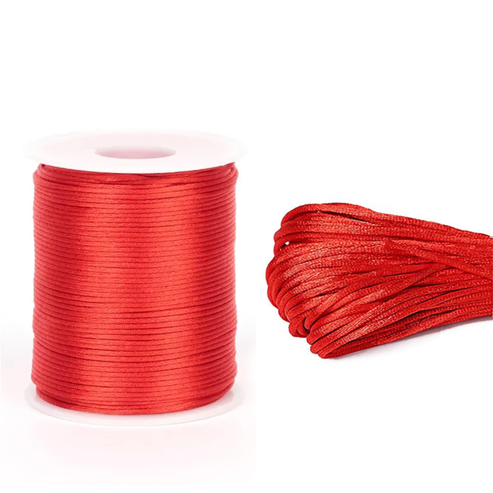 Nylon Cord Thread 5PCS 50M/Roll 1.5mm Nylon Cord Rope Chinese Knot Thread Satin Rattail Cords Bracelet Braided String for Making Bracelet, Necklace, Chinese Knot(Red)