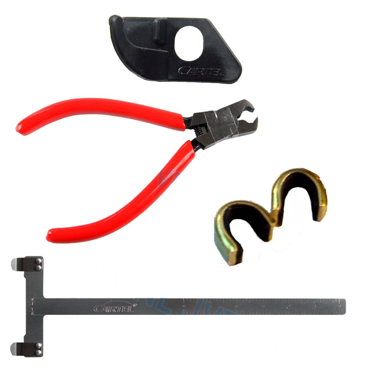 Cartel Archery Bow Tuning Kit including Bow Square, RH Arrow Rest, Nock Point Pliers and Medium Nock Points