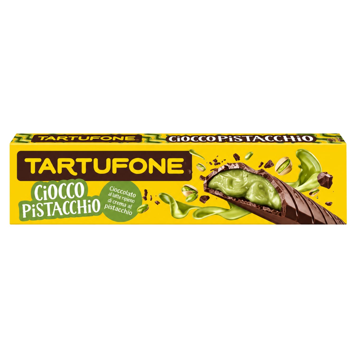 Tartufone Ciocco Pistacchio 150 g, Barra di Cioccolato Fondente con Morbido Ripieno al Pistacchio – Variazioni 4/8/12 Pezzi (12 PEZZI)