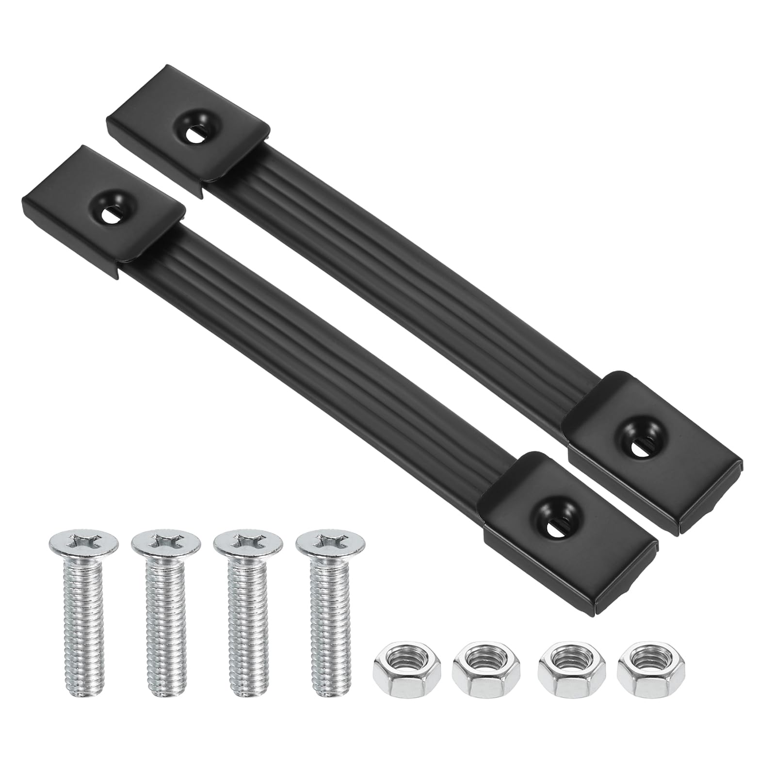 PATIKIL 2 Pieces 8 Inches Speaker Cabinet Strap Handles, Handle Pull Metal Caps Buckle Grasp Strap Hardware for Speaker Flight Case, Black