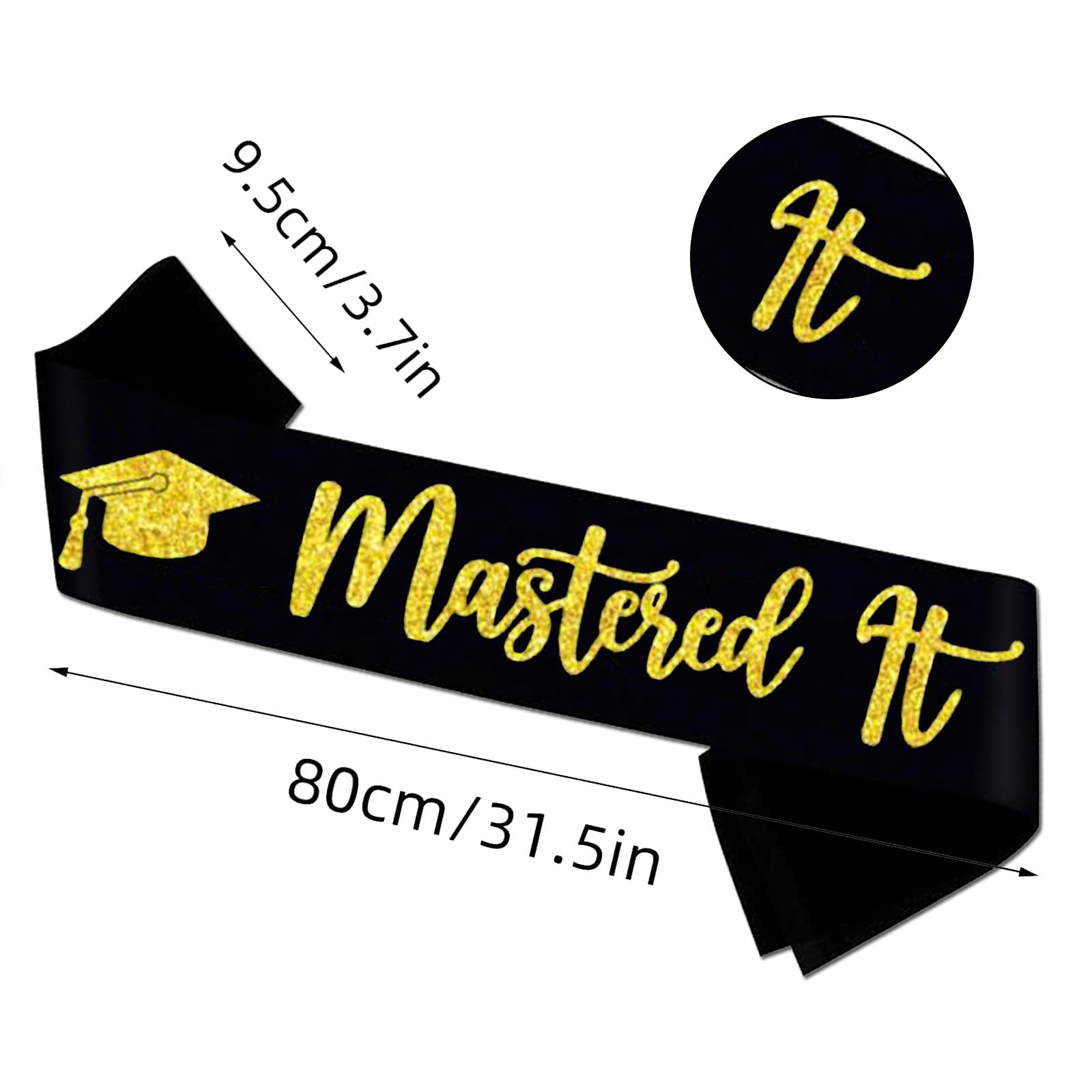 Mastered it Sash, Black Congrats Grad Sash Class of 2026 Senior Graduation Sash for Graduation Party Supplies Masters Graduation Gifts - Image 2