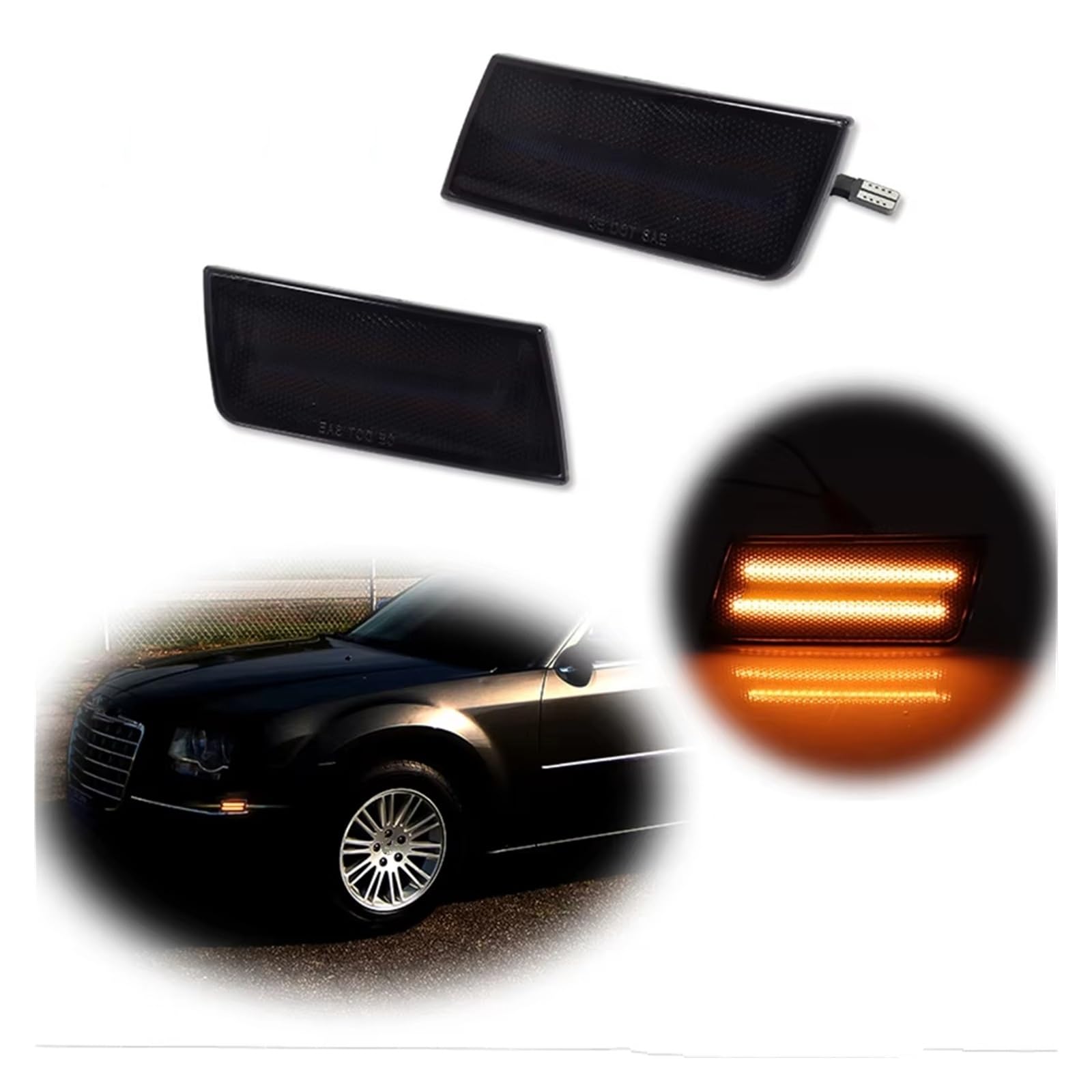 Indicatore Laterale Per Chrysler 300 2005 2006 2007 2008 2009 2010 2 Pezzi LED Indicatore Direzione Laterale Indicatori Lampade Lampada Parcheggio Indicatore Direzione Auto