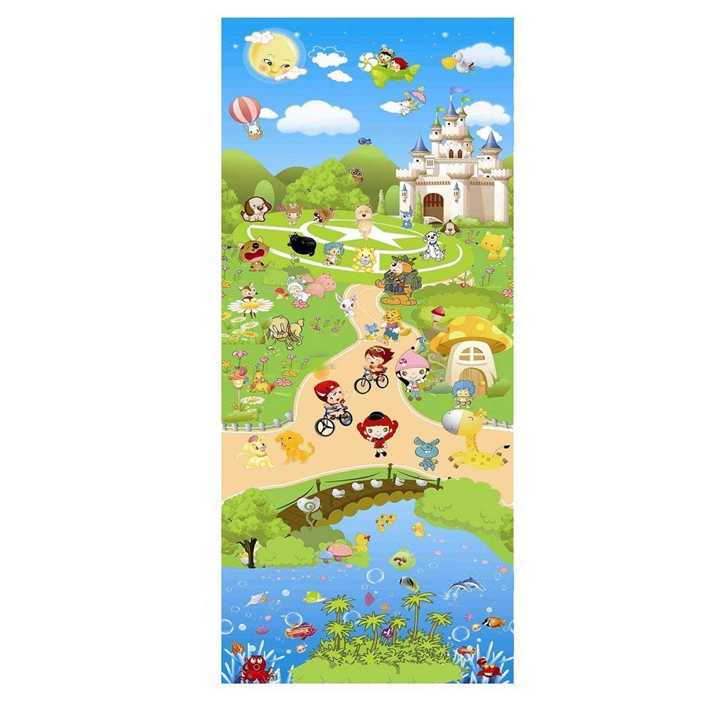 EZ Life 2 Sided Thick Kids Soft Play & Crawling Mat - Bicycles (120 cm x 180 cm)