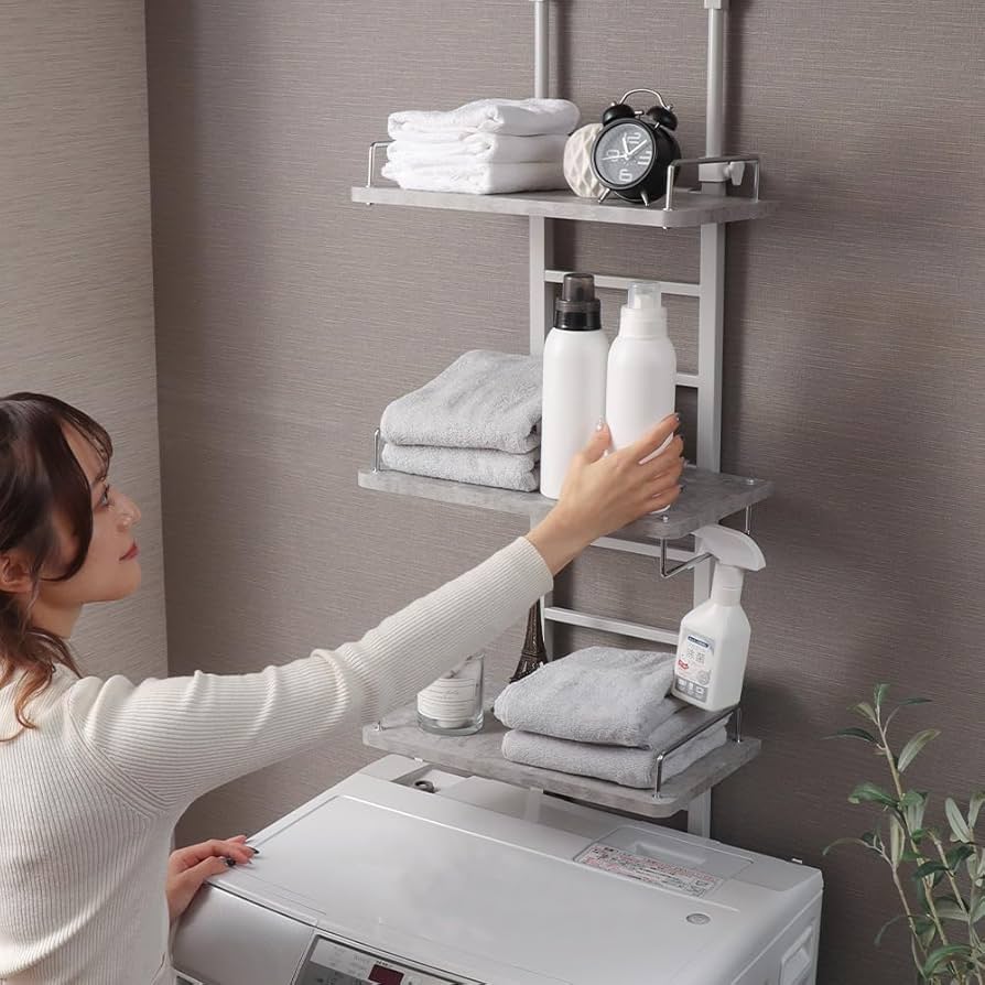 Amazon｜ヤマソロ ランドリーラック 突っ張り スリム 収納 3段