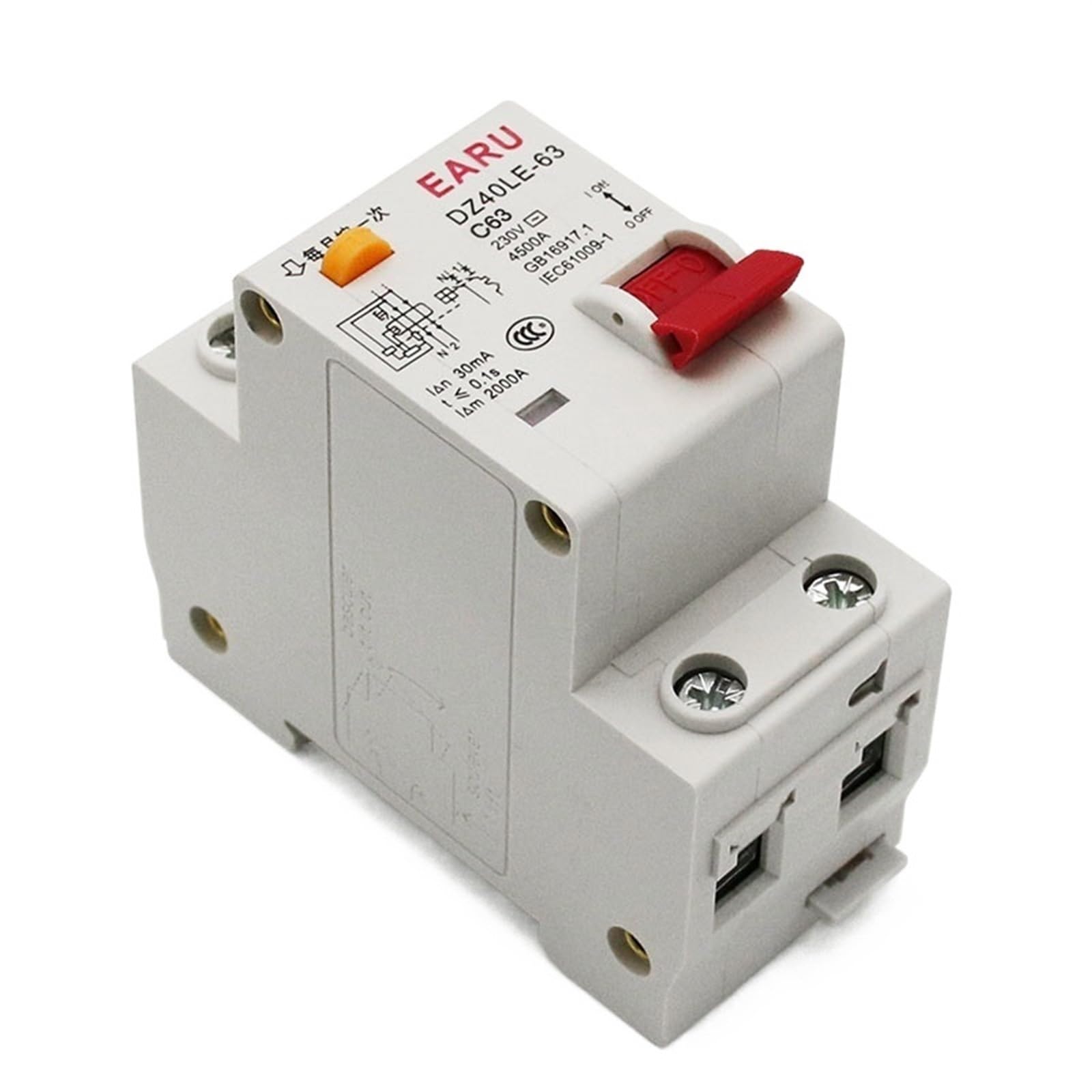 YFHGULBTK 10pc 63A DZ40LE EPNL DPNL 230V 1P+N Residual Current Circuit Breaker with Over and Short Leakage Protection RCBO RCCB MCB