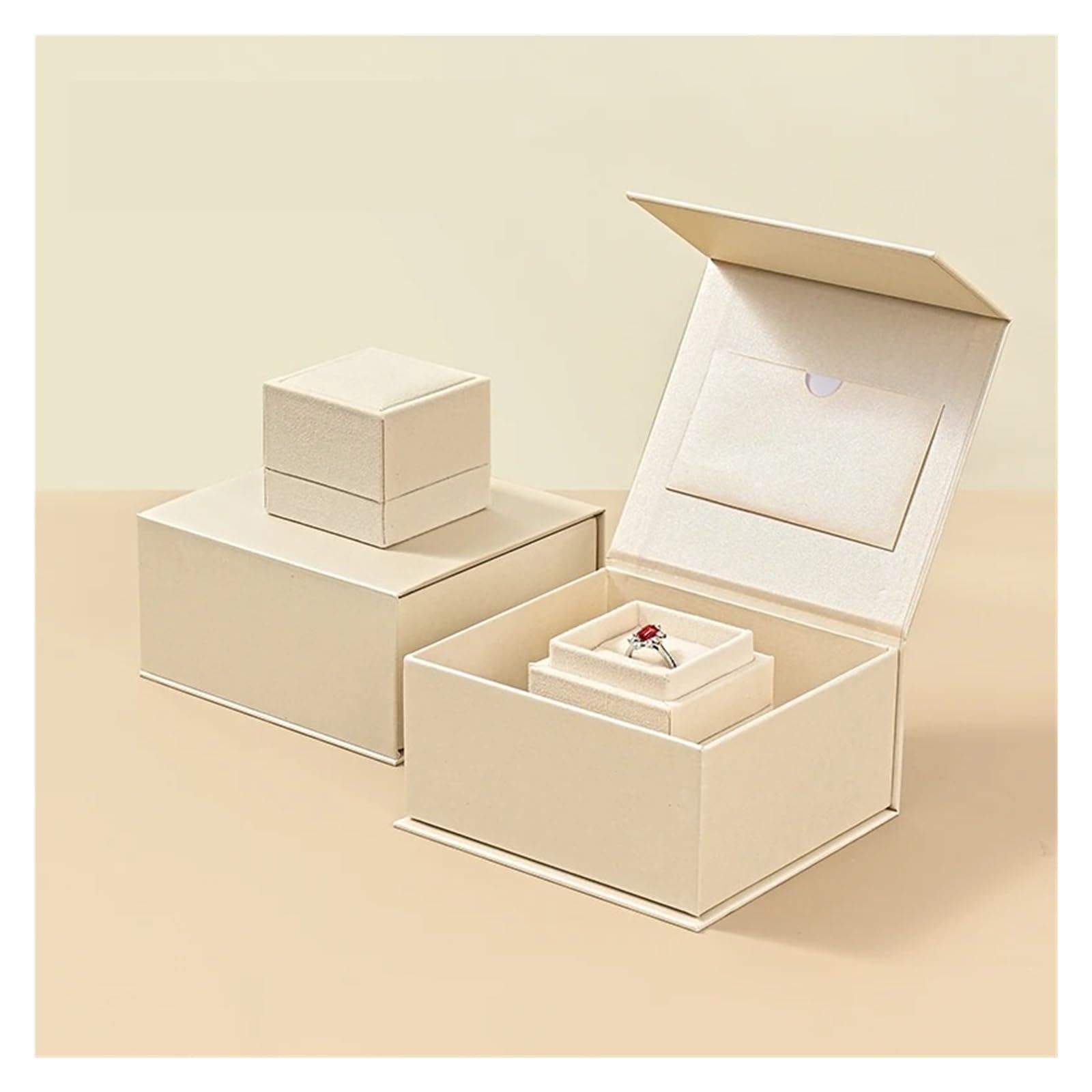 Boîte à bijoux en velours Boîte à bagues avec couvercle, boîtes bijoux magnétiques