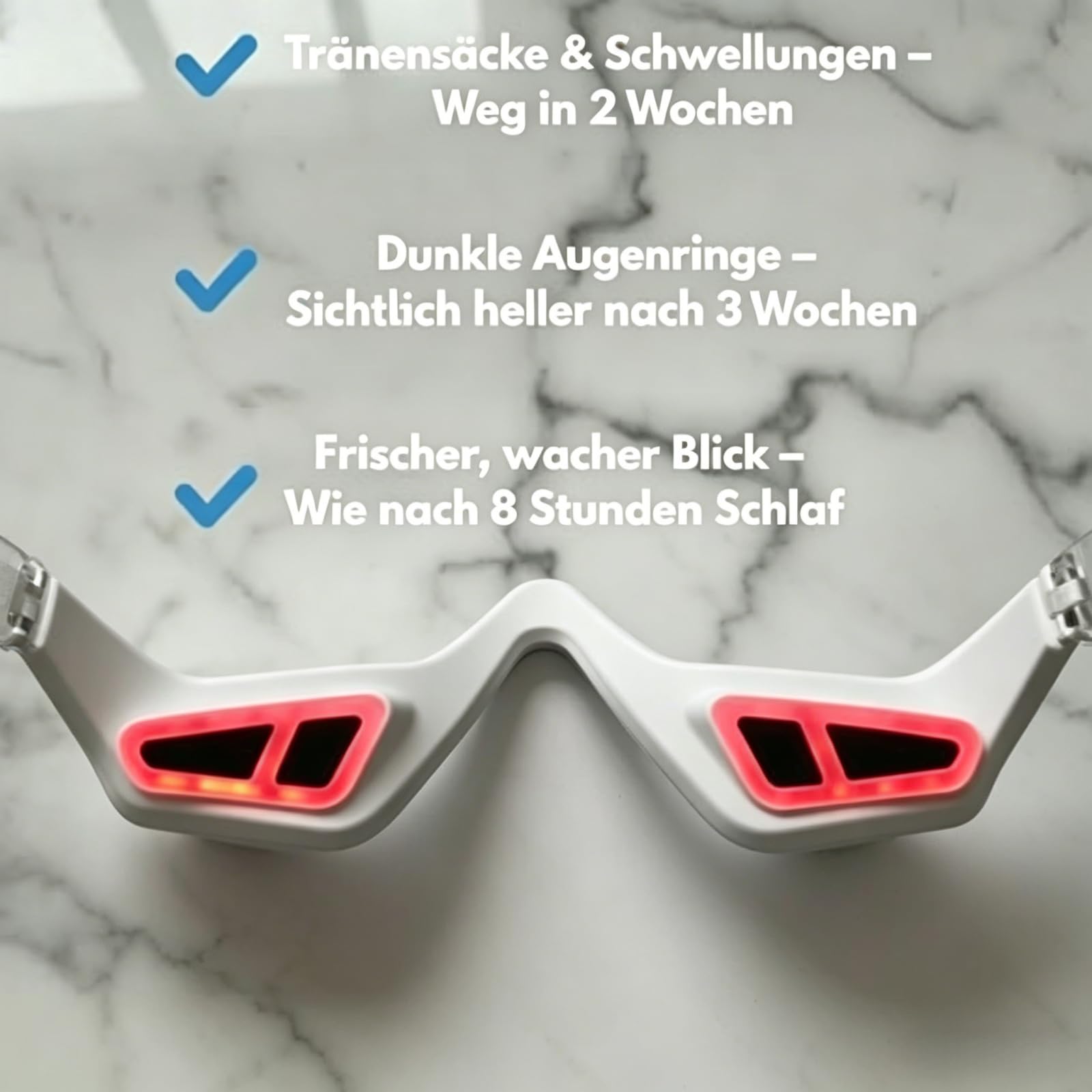 Vespera Revital Eyes Under Eyes Device Wake & Refresh Lunettes à lumière rouge pour enlever les poches sous les yeux réduit le soulagement de la fatigue oculaire (noir)