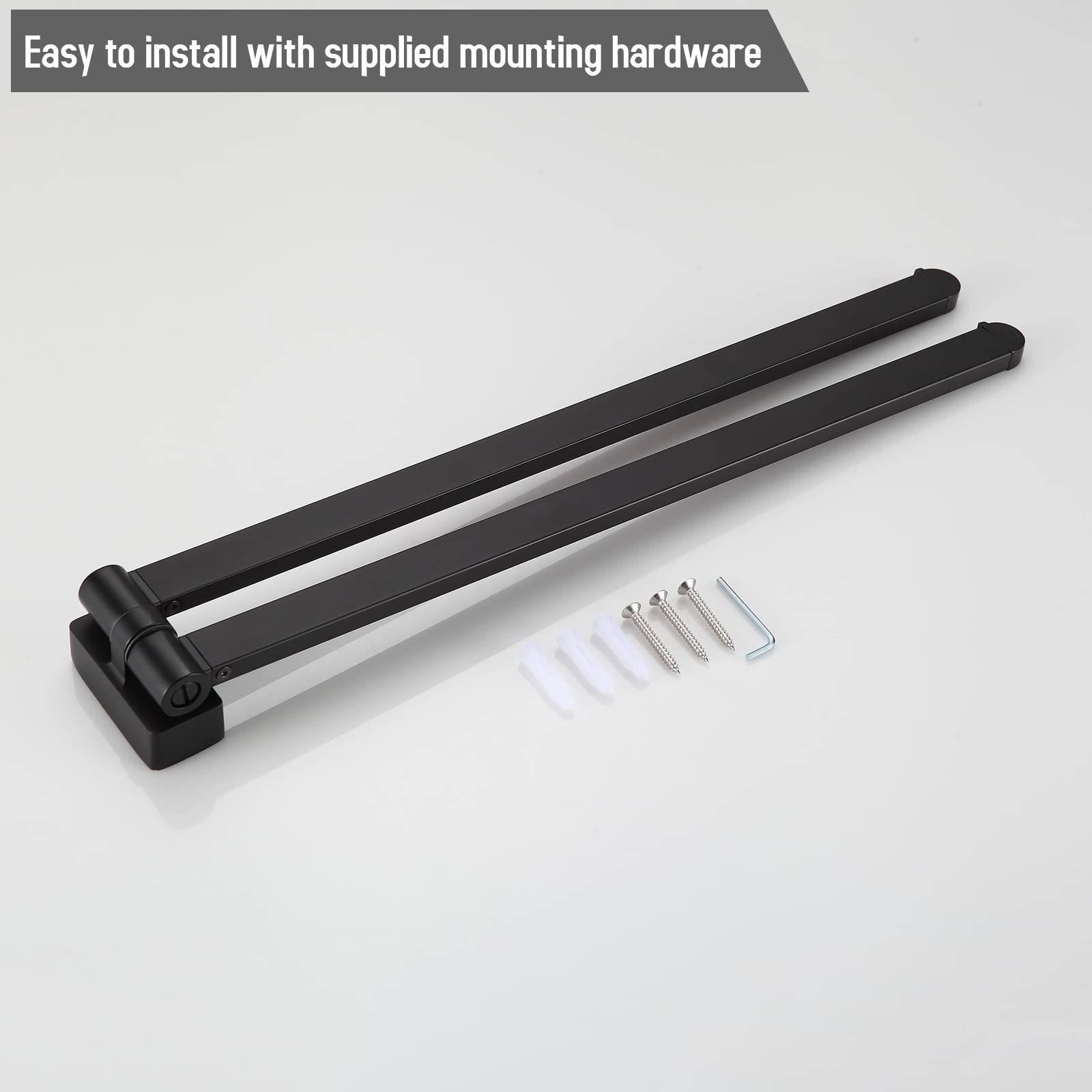 BGL Swivel Towel Rack Black Swivel Towel bar Movable Double Towel Rails Matt Rubber Black Bathroom Accessories - Image 4