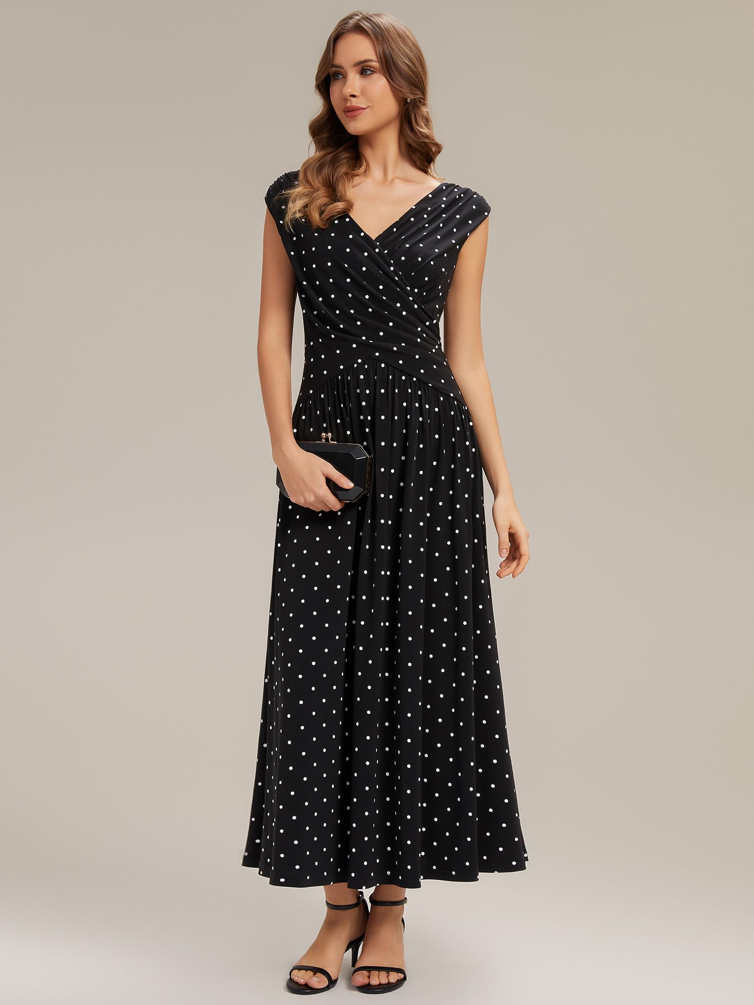 Ever-Pretty Robes d'Invité de Mariage Col en V sans Manche Tricot Maxi Robe Droite EG02734