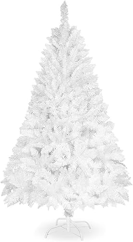 Sibosen Árbol de Navidad artificial blanco de alta calidad de 6 pies para decoración de fiestas en interiores y exteriores con 1000 puntas de rama,