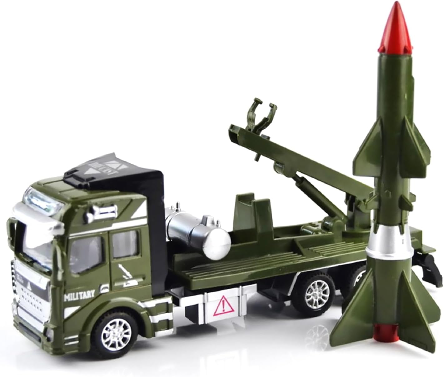 1:64 Pull Back Army Toys Military Truck with Missile Launcher, Simulation Military Vehicles Models Toy Cars