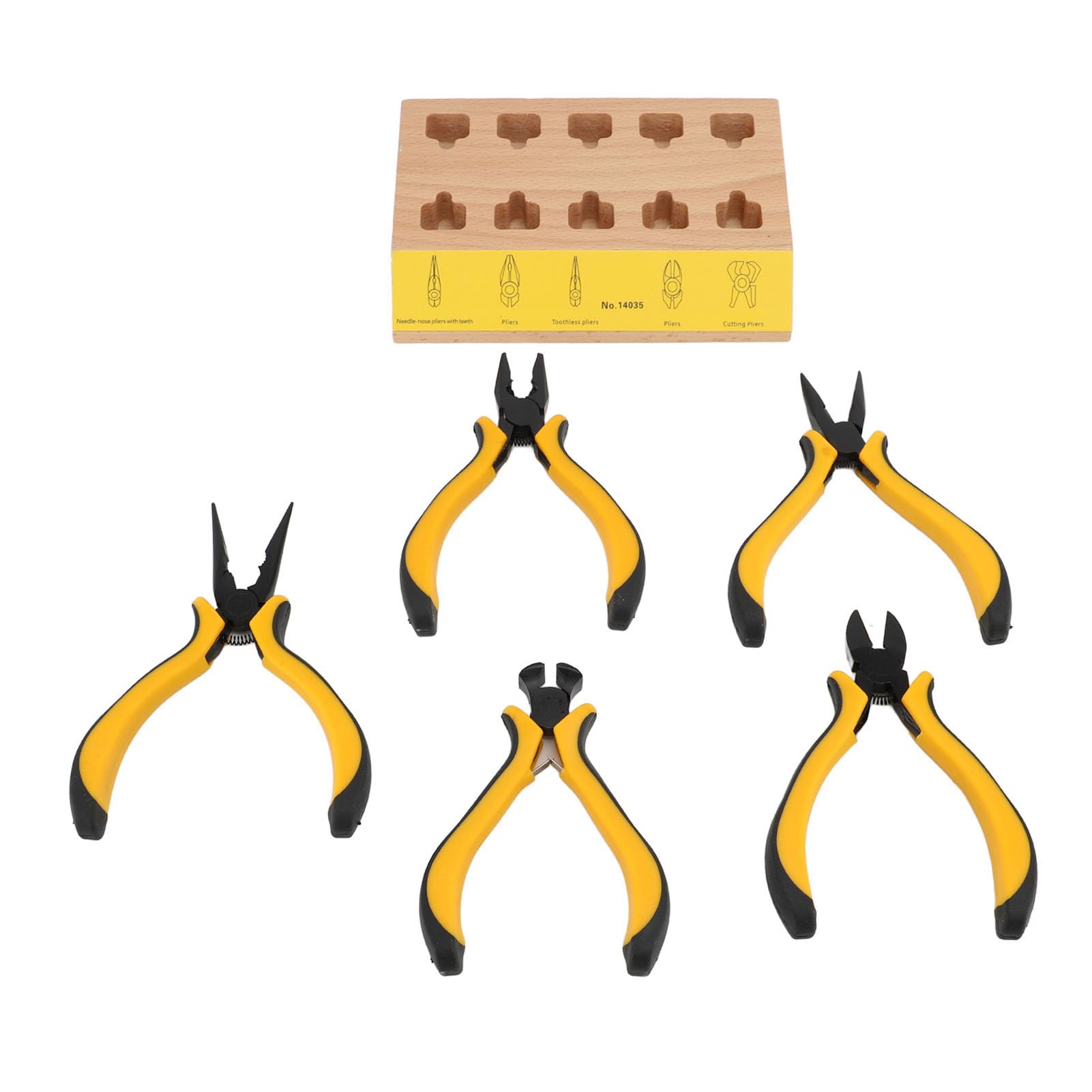 Naroote Set di 5 Pinze con Pallet in Legno, Set di Pinze per Riparazione Orologi in Faggio e Metallo, Lame Trattate Termicamente, Impugnatura Salva Sforzo, Taglio Filo per Utenti Hobby