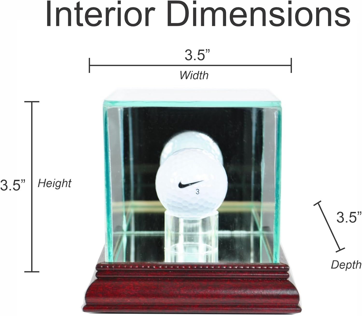 Golf Ball Hole-in-One Display Case with 1 1/2" Sport Moulding | Real Glass Display for Your Hole in One Golf Ball | Add Custom Personalization | Hole in One Golf Ball Display Case